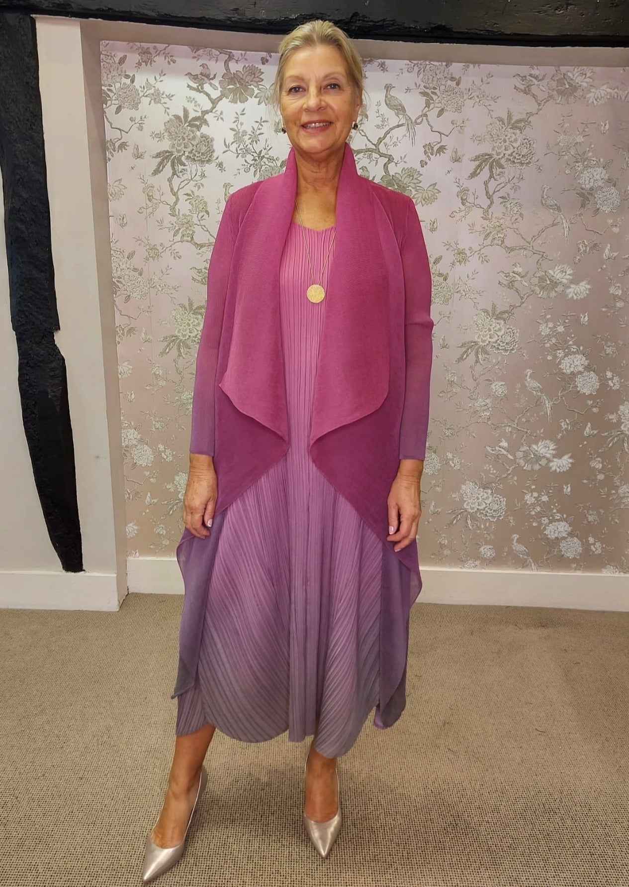 Alquema Fuchsia Collare Coat & Estrella Dress AC2404/AD1072L