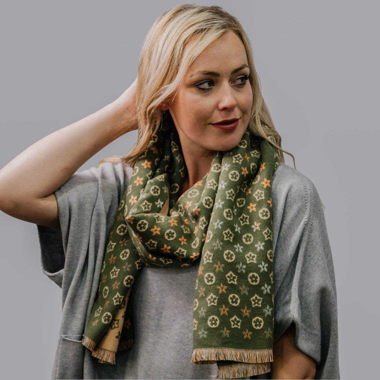 Zelly Green Ditsy Print Scarf