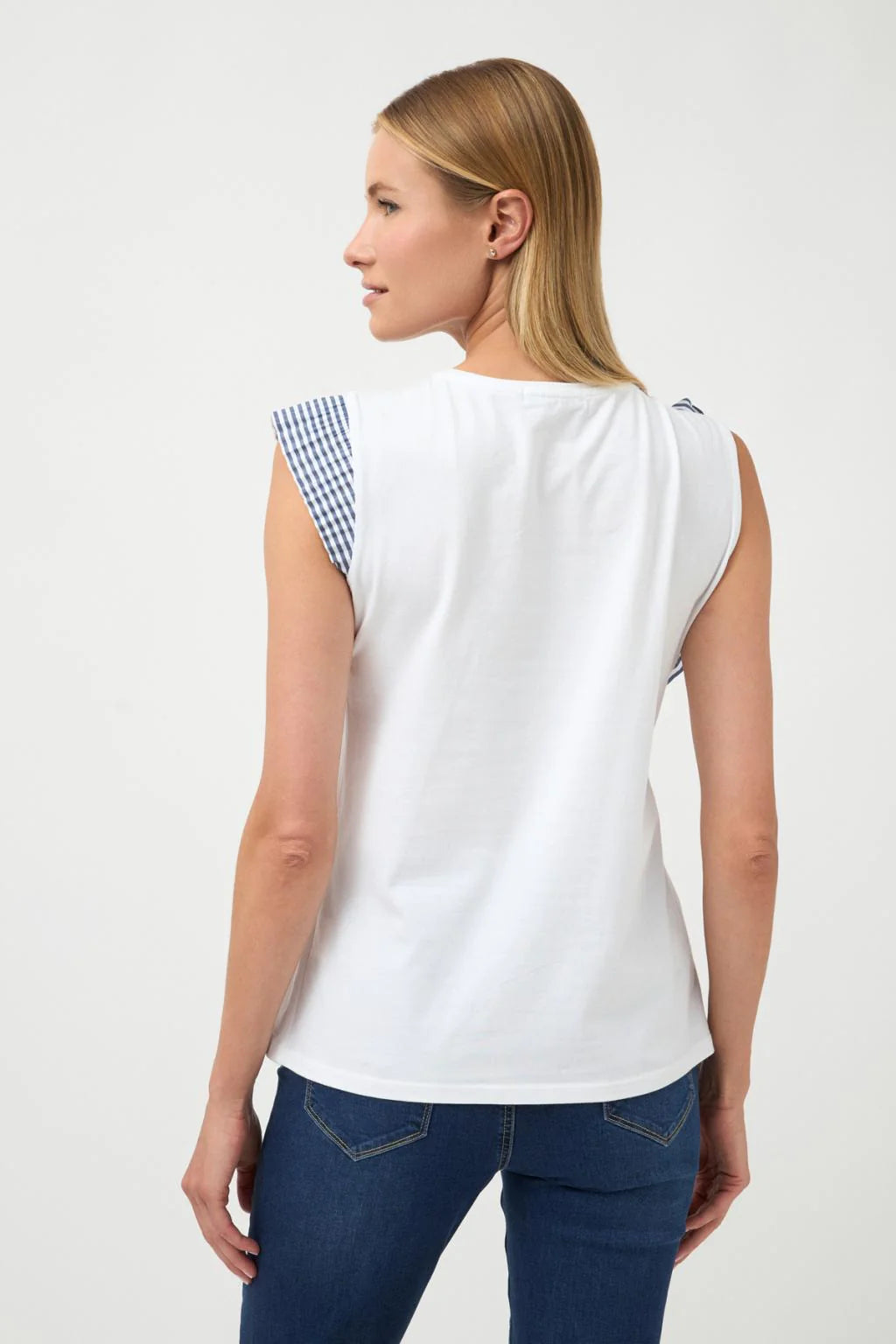 Bariloche Blue Frill Shoulder T-Shirt Cuero