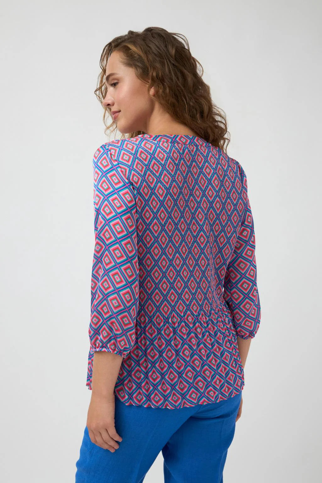 Tinta Printed Plisse Blouse Oliva