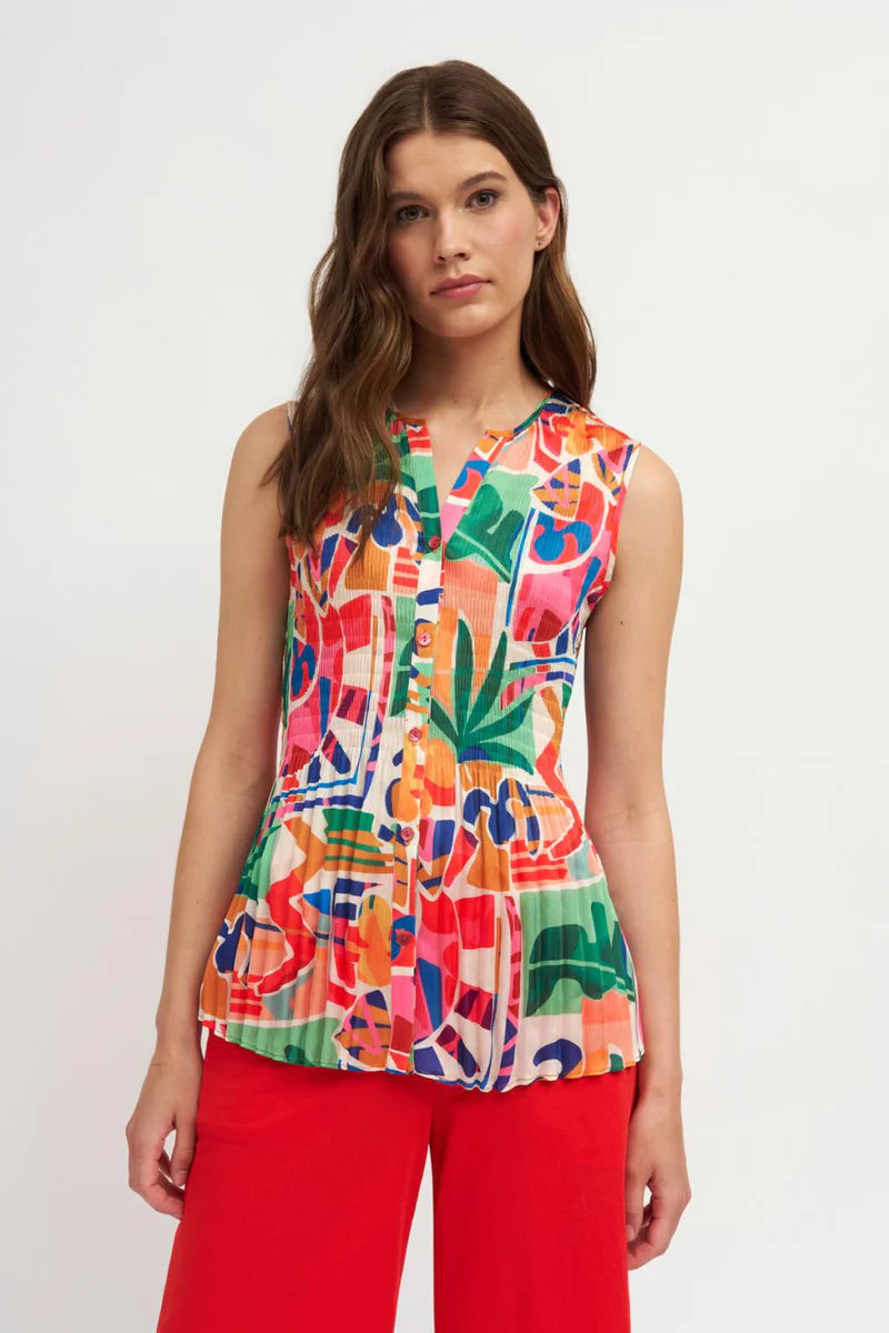 Tinta Plisse Tropical Print Blouse Tabea25