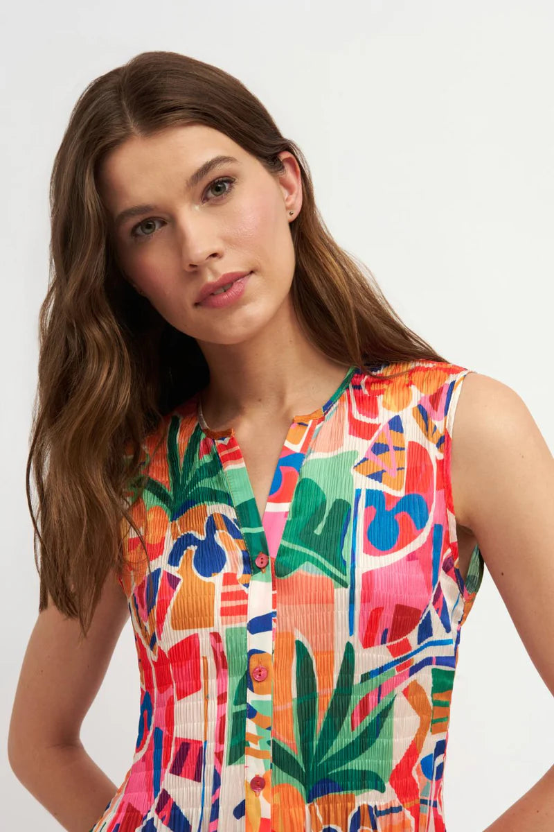 Tinta Plisse Tropical Print Blouse Tabea25