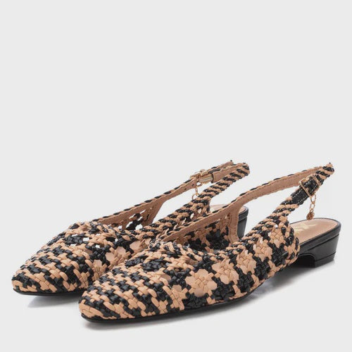 Xti Camel/Black Woven Slingback 143936