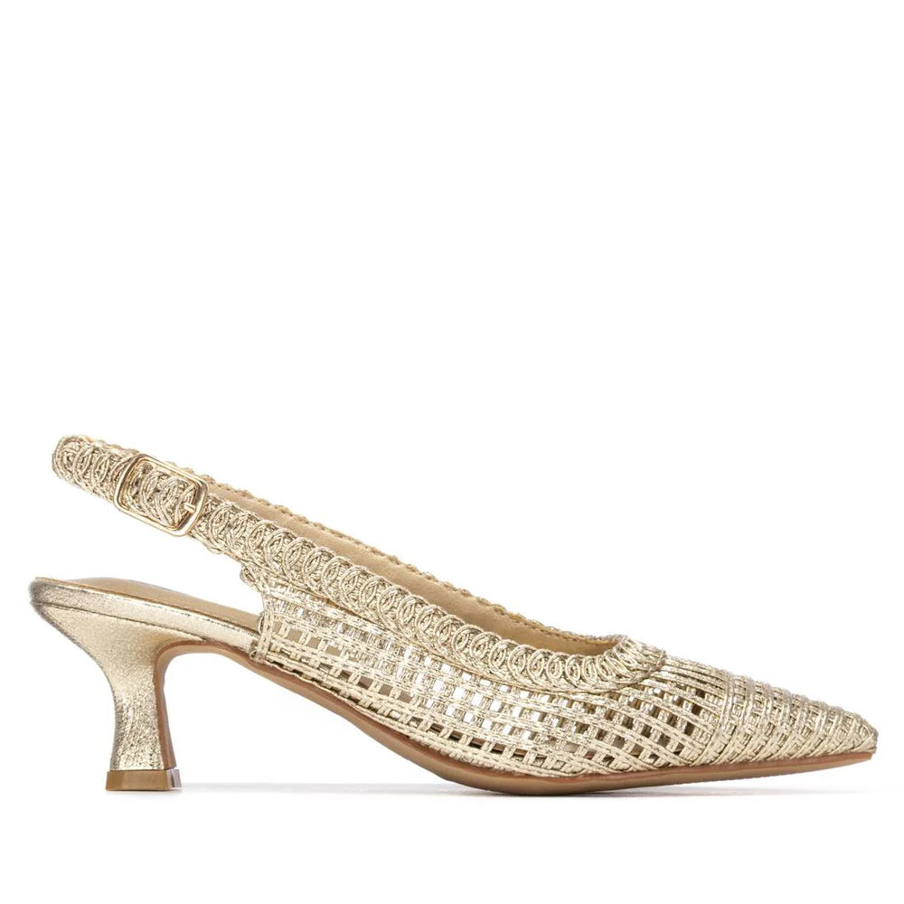 Xti Gold Punched Sling Back 14543202