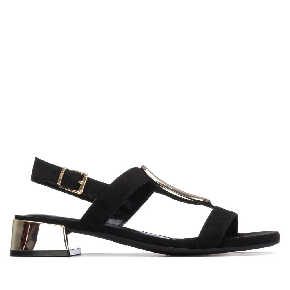 Xti Black Sandal With Metallic Heel 14549302