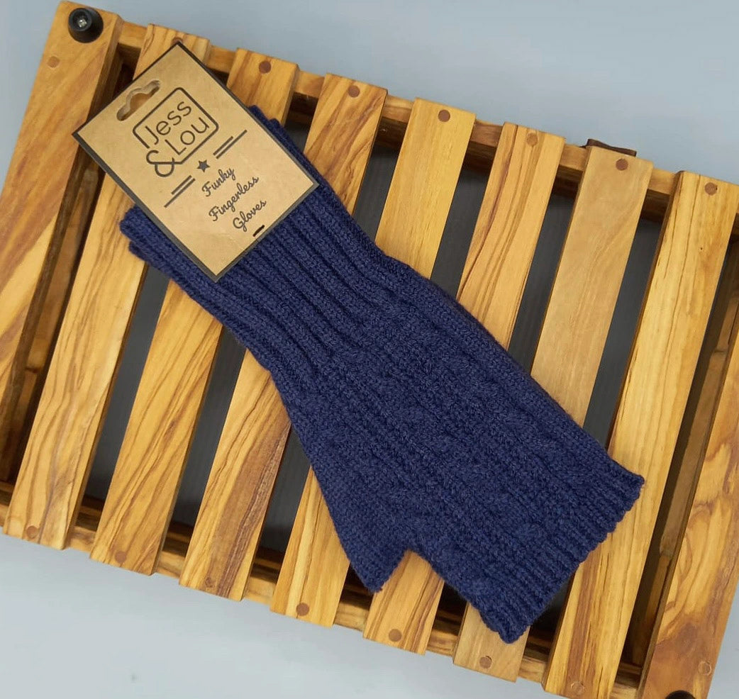 Jess & Lou Navy Fingerless Gloves