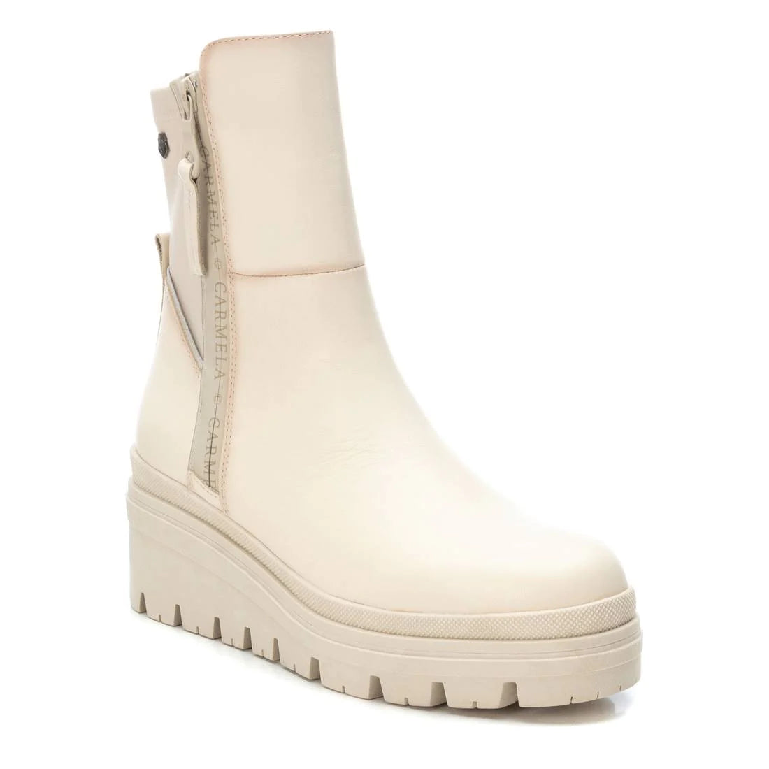 Carmela Cream Platform Ankle Boots