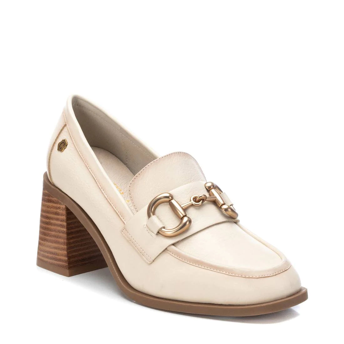 Carmela Cream Block Heel Loafers