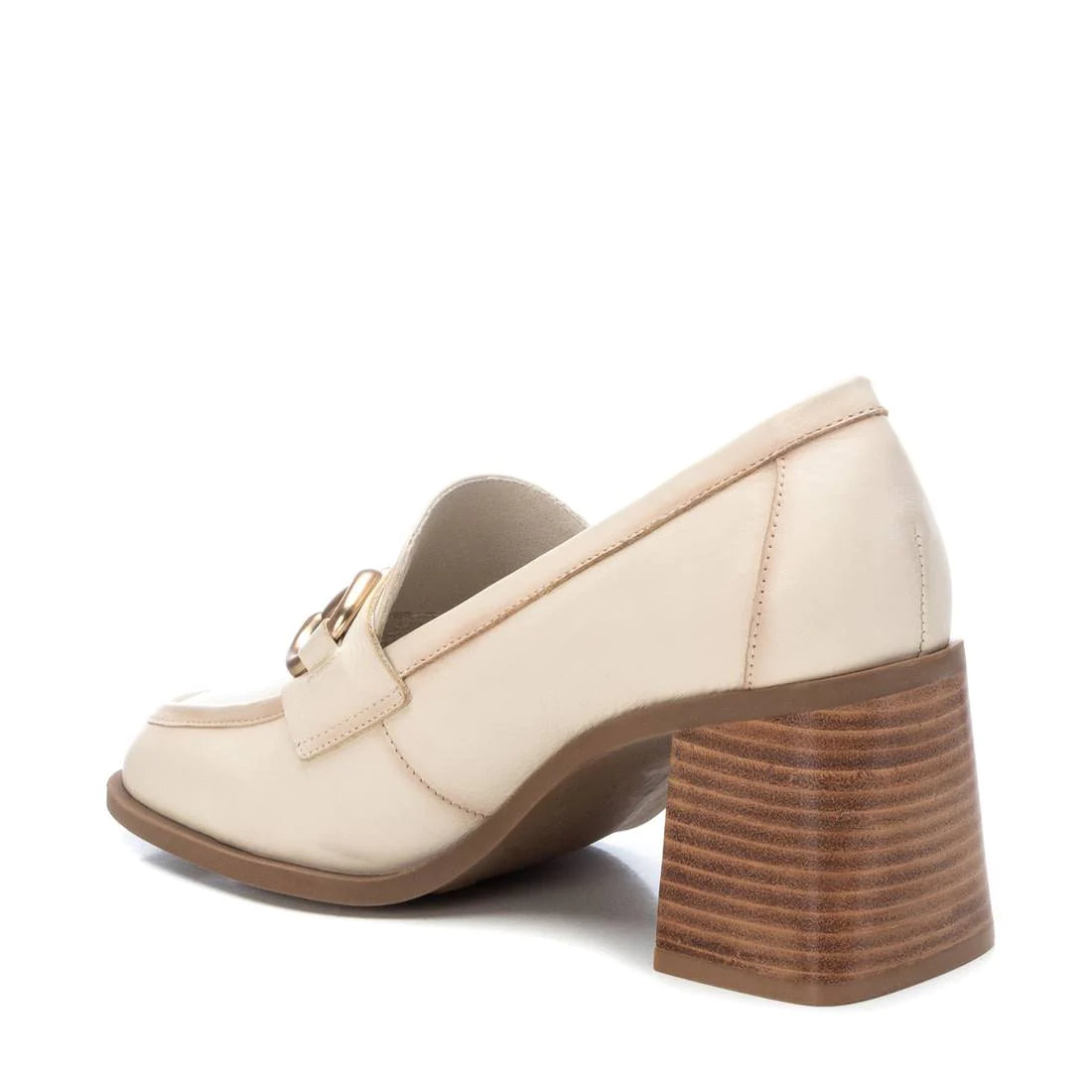 Carmela Cream Block Heel Loafers