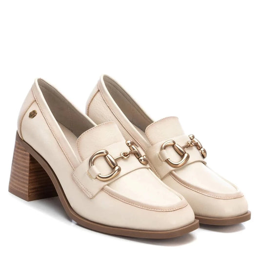 Carmela Cream Block Heel Loafers