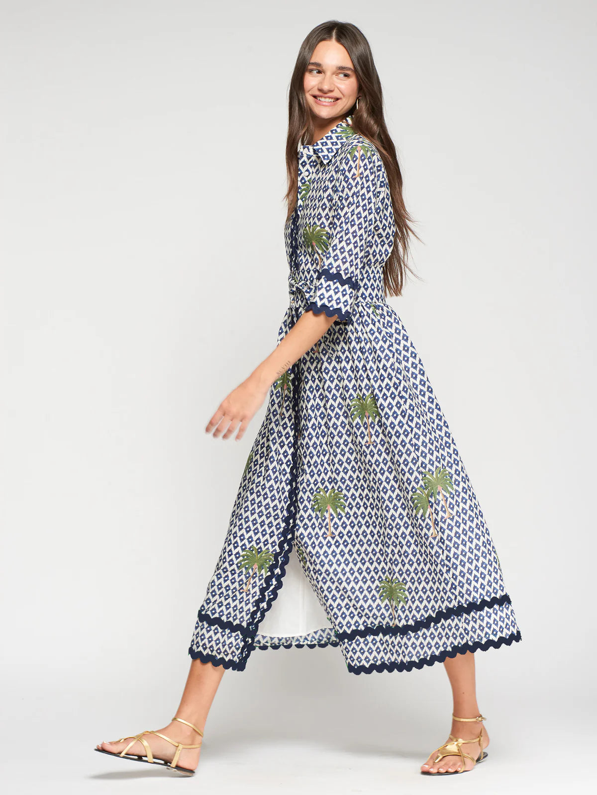 Vilagallo Geo Palm Print Dress 33219