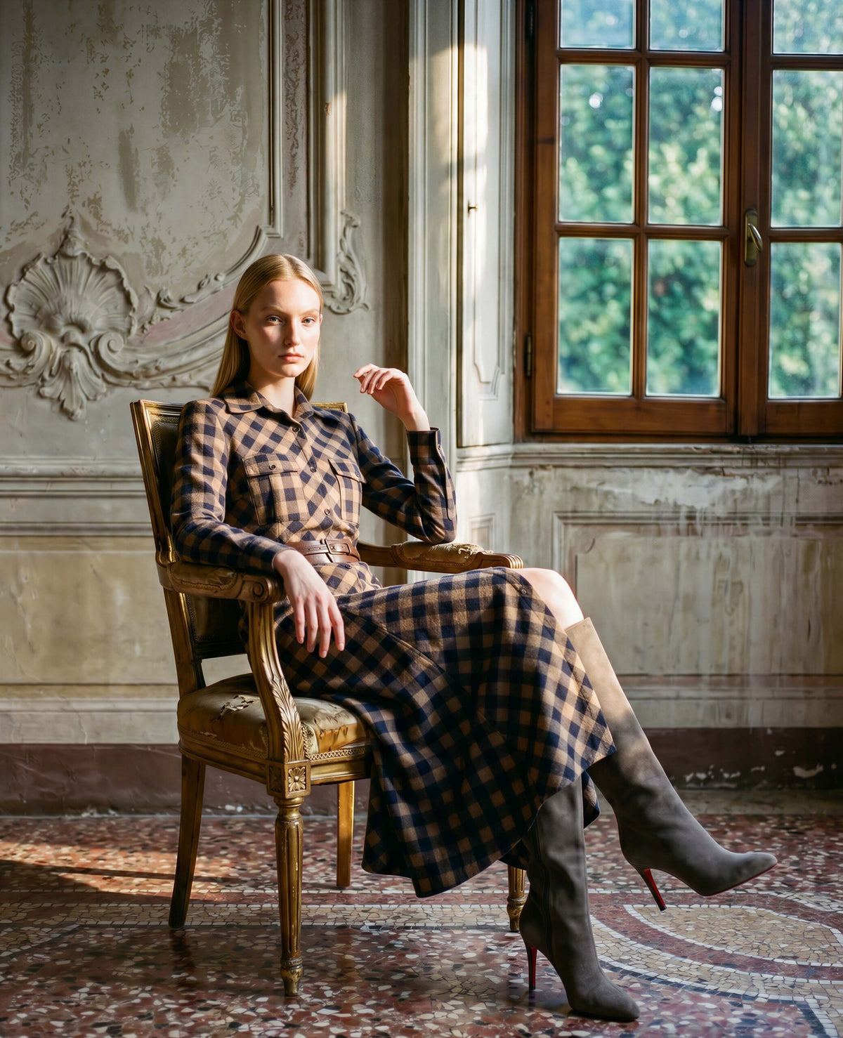 Arggido Check Belted Dress 21044