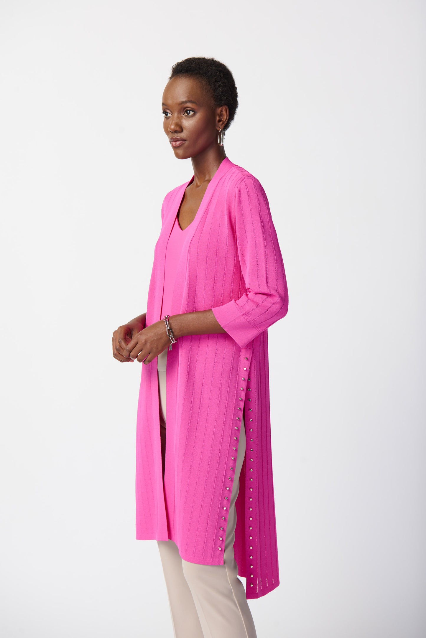 Joseph Ribkoff Ultra Pink Longline Cardigan