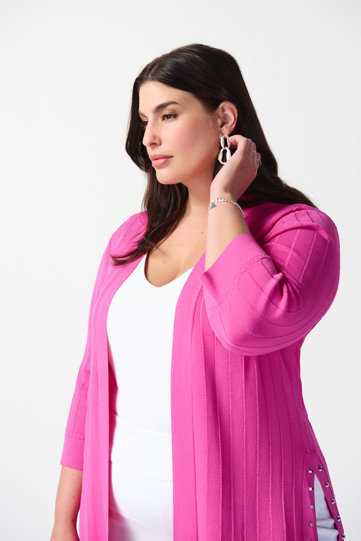 Joseph Ribkoff Ultra Pink Longline Cardigan