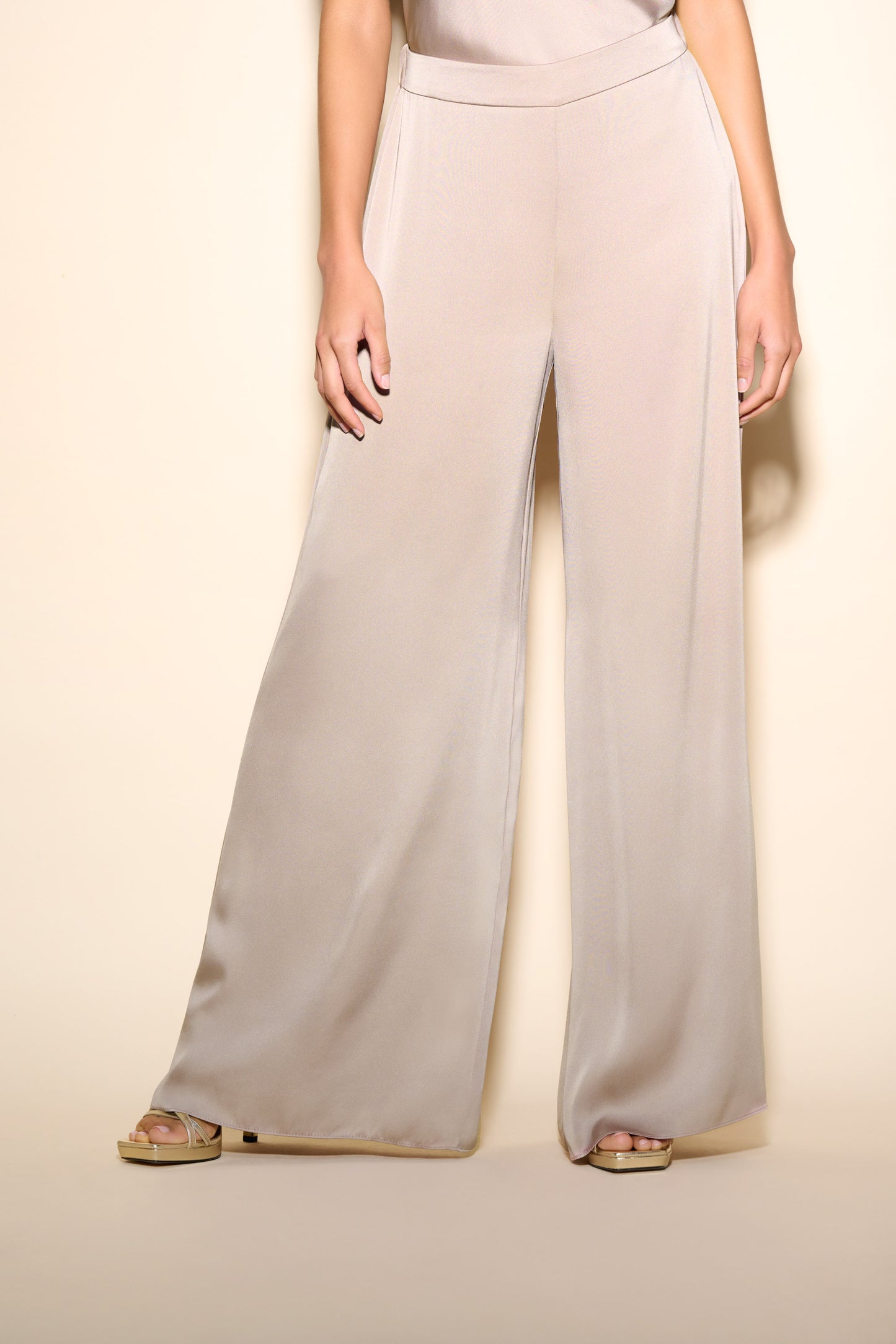 Joseph Ribkoff Signature Satin Blouse and Wide Leg Trousers