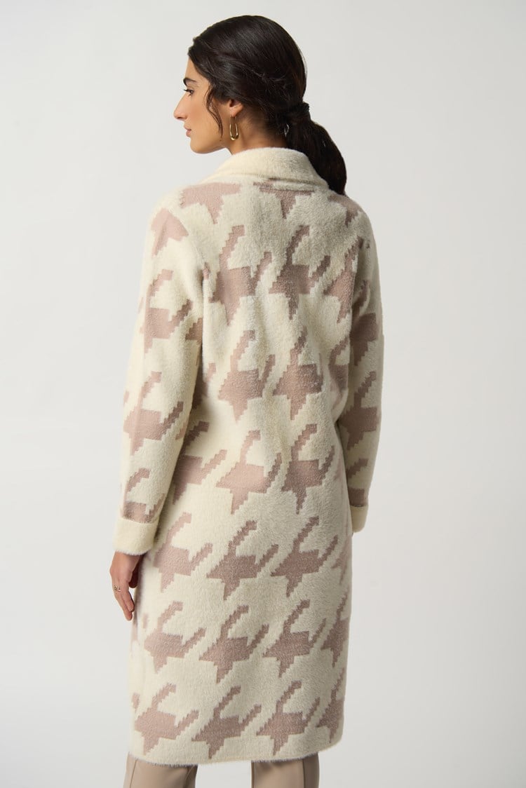 Joseph Ribkoff Dogtooth Print Long Coat