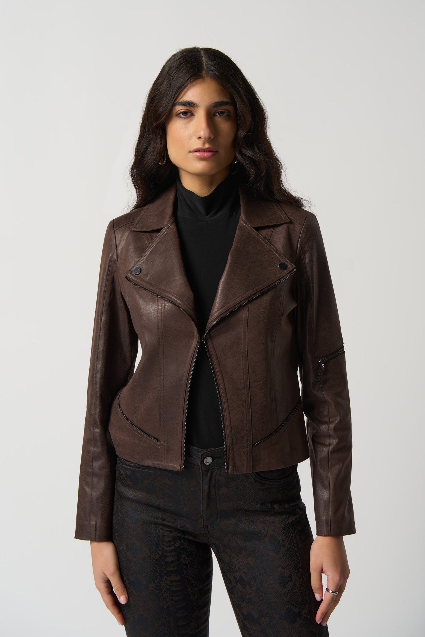 Joseph Ribkoff Pleather Biker Style Jacket