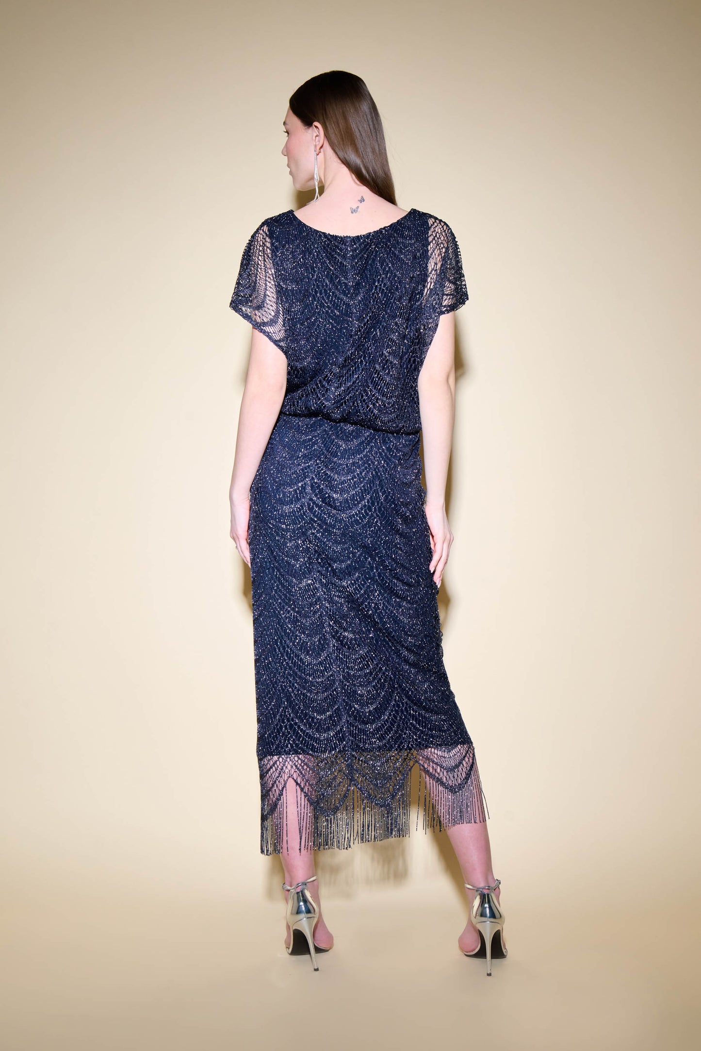 Joseph Ribkoff Signature Lace Fringed Dress