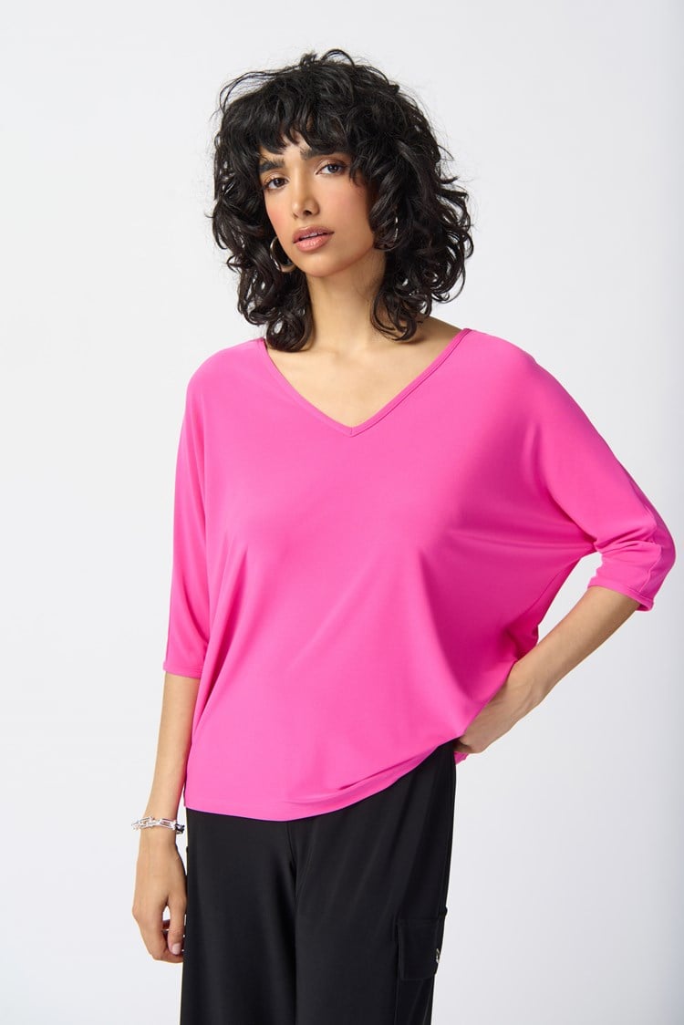 Joseph Ribkoff Ultra Pink Jersey Top