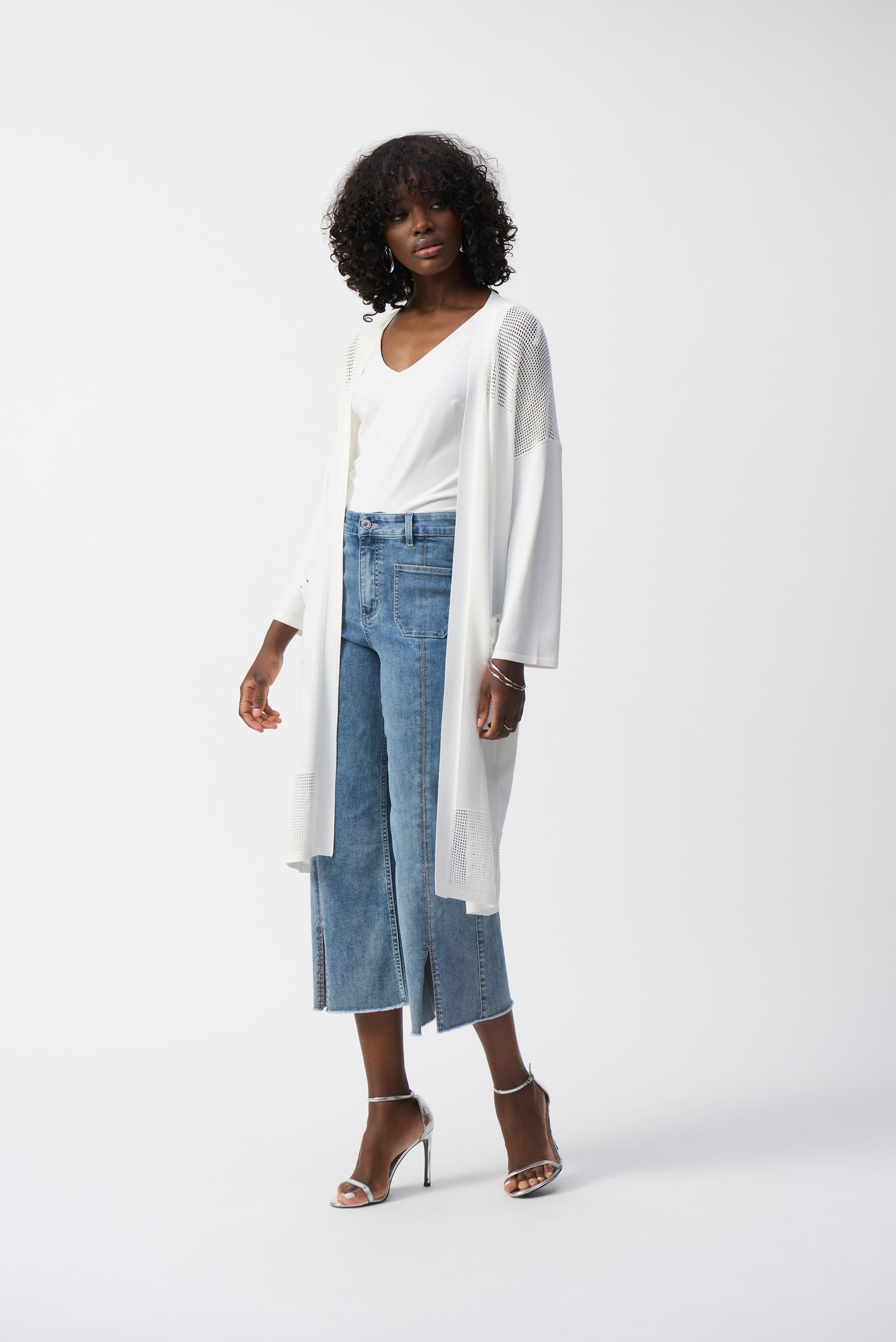 Joseph Ribkoff Vintage Blue Culotte Embellished Jean 241903S25