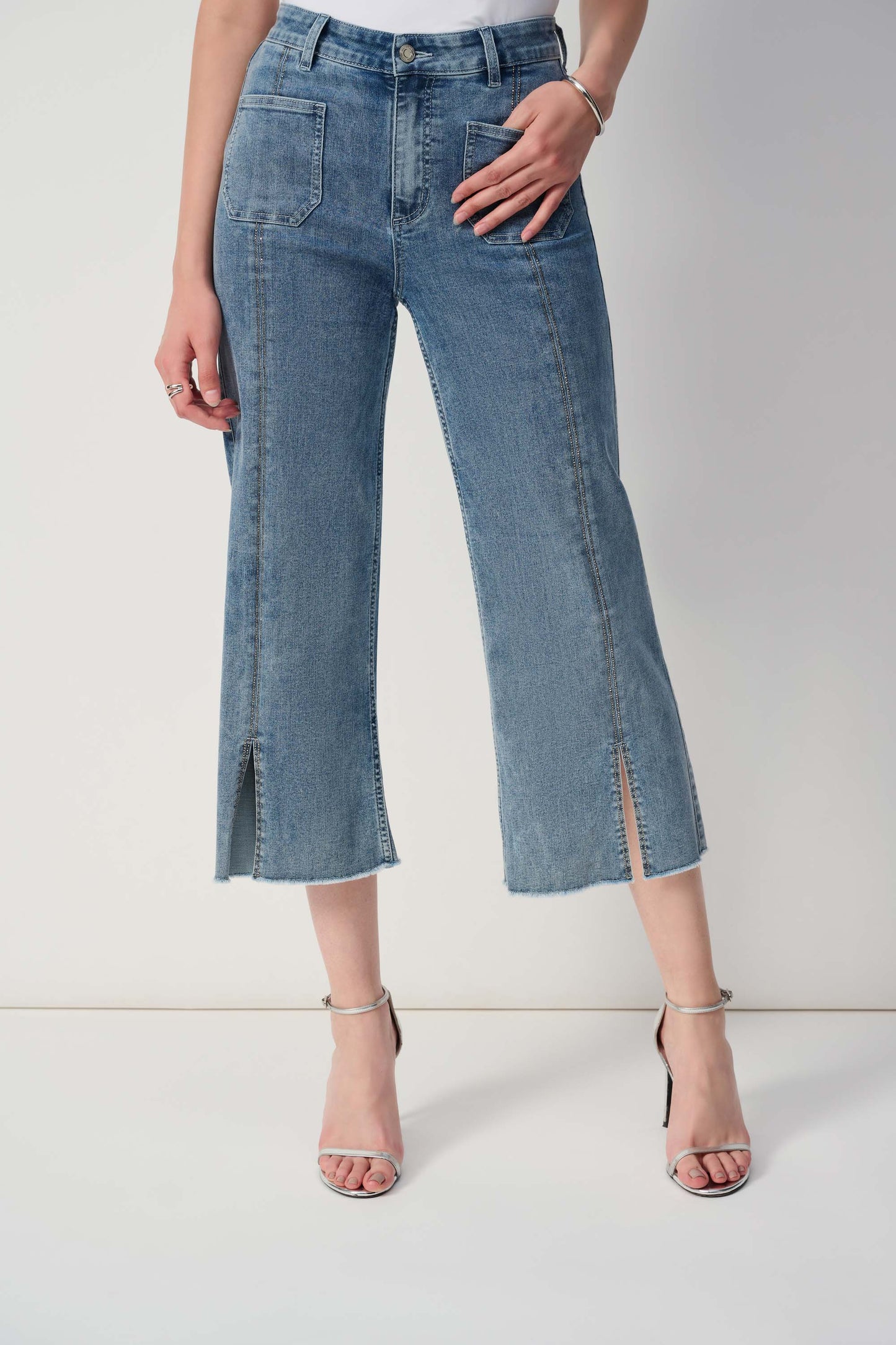 Joseph Ribkoff Vintage Blue Culotte Embellished Jean 241903S25