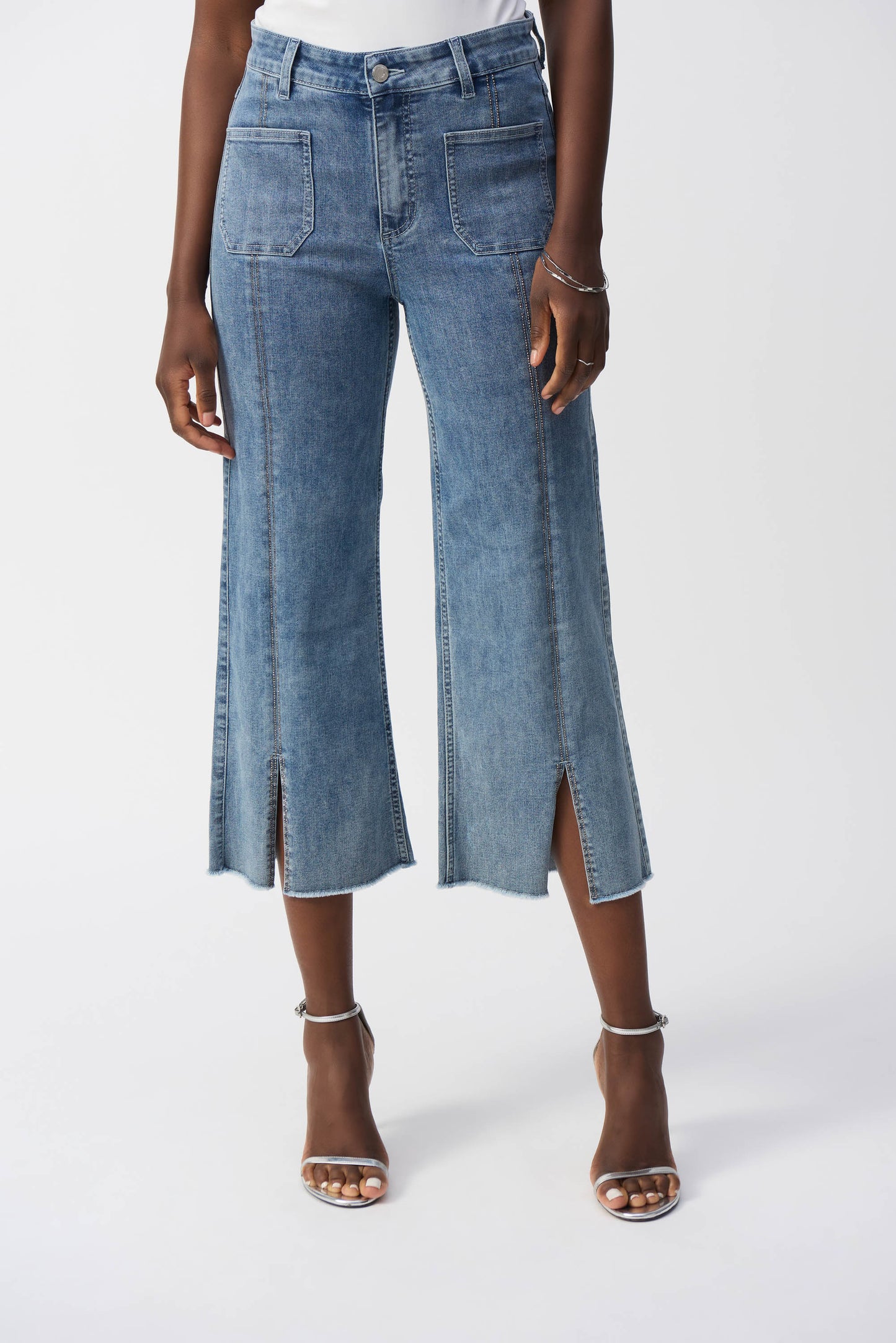 Joseph Ribkoff Vintage Blue Culotte Embellished Jean 241903S25