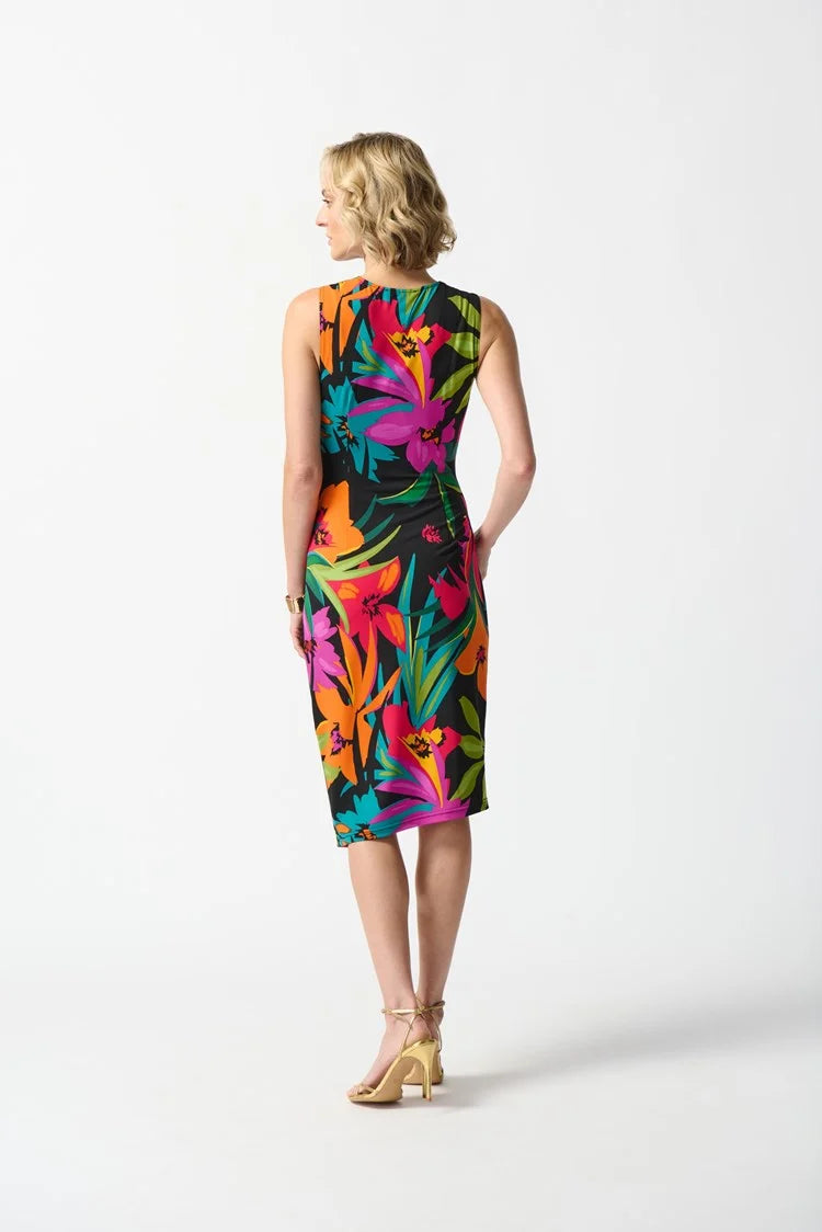 Joseph Ribkoff 242012 tropical floral wrap dress