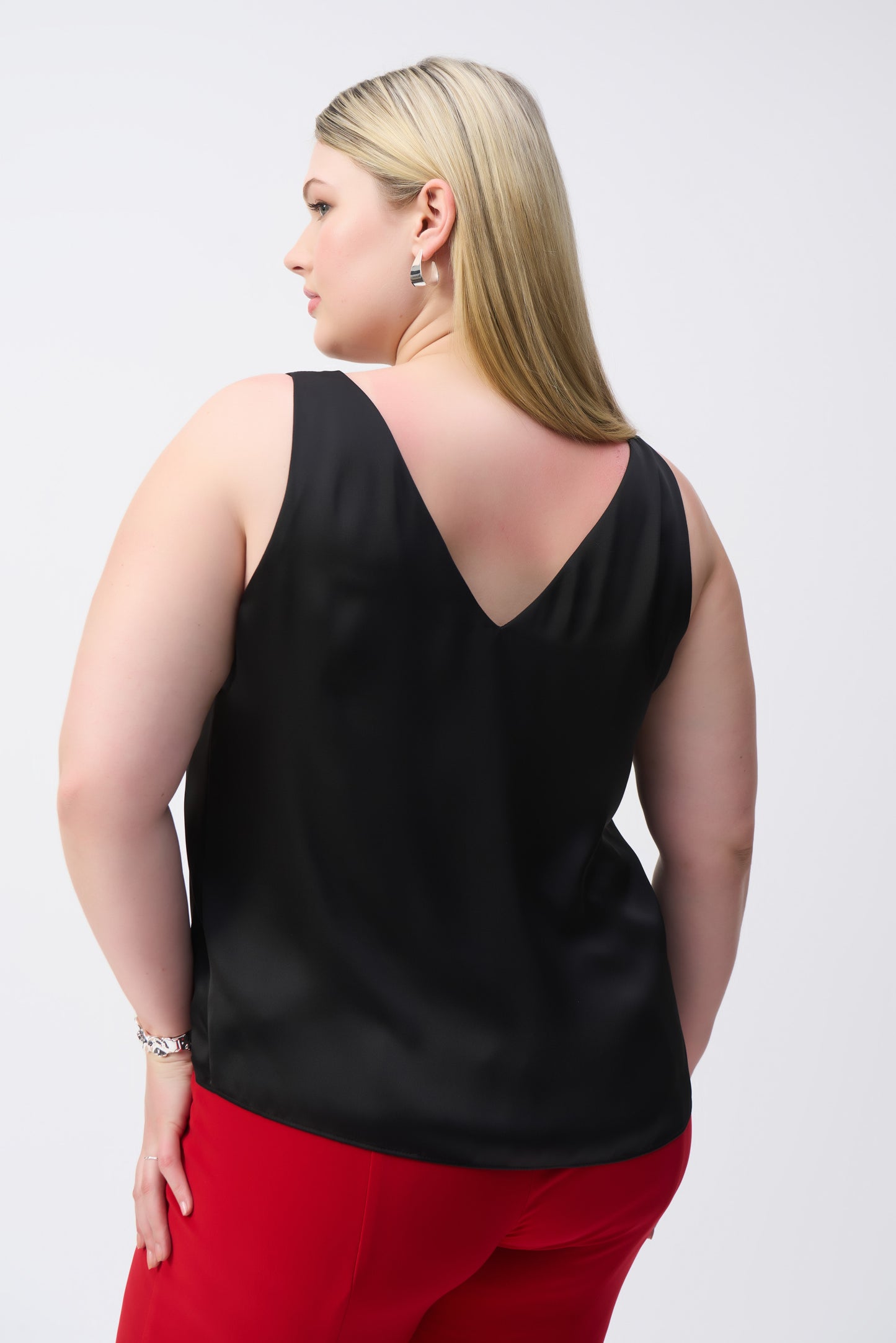 Joseph Ribkoff Black Satin V Neck Top 243110