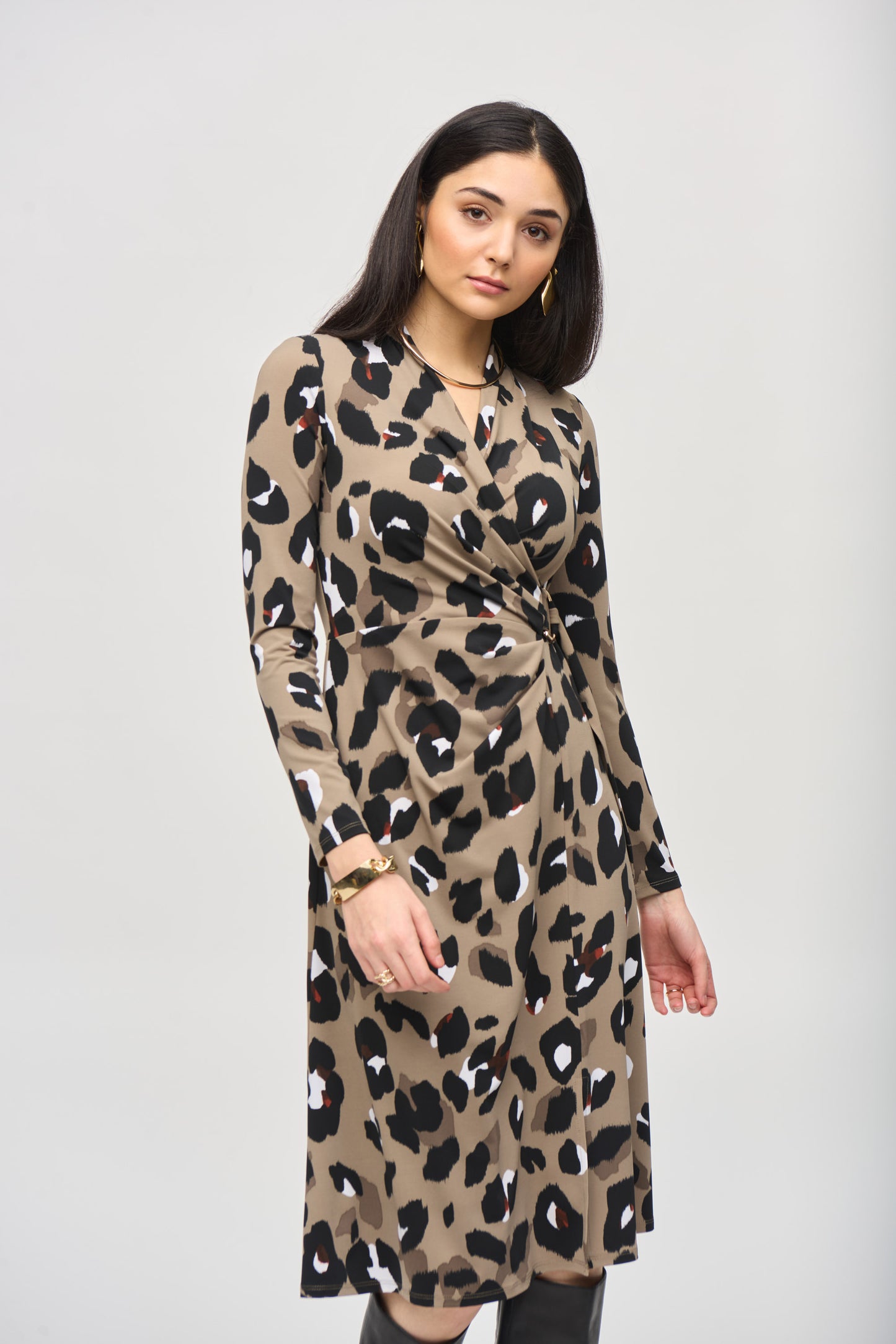 Joseph Ribkoff Animal Print Mock Wrap Dress 243173