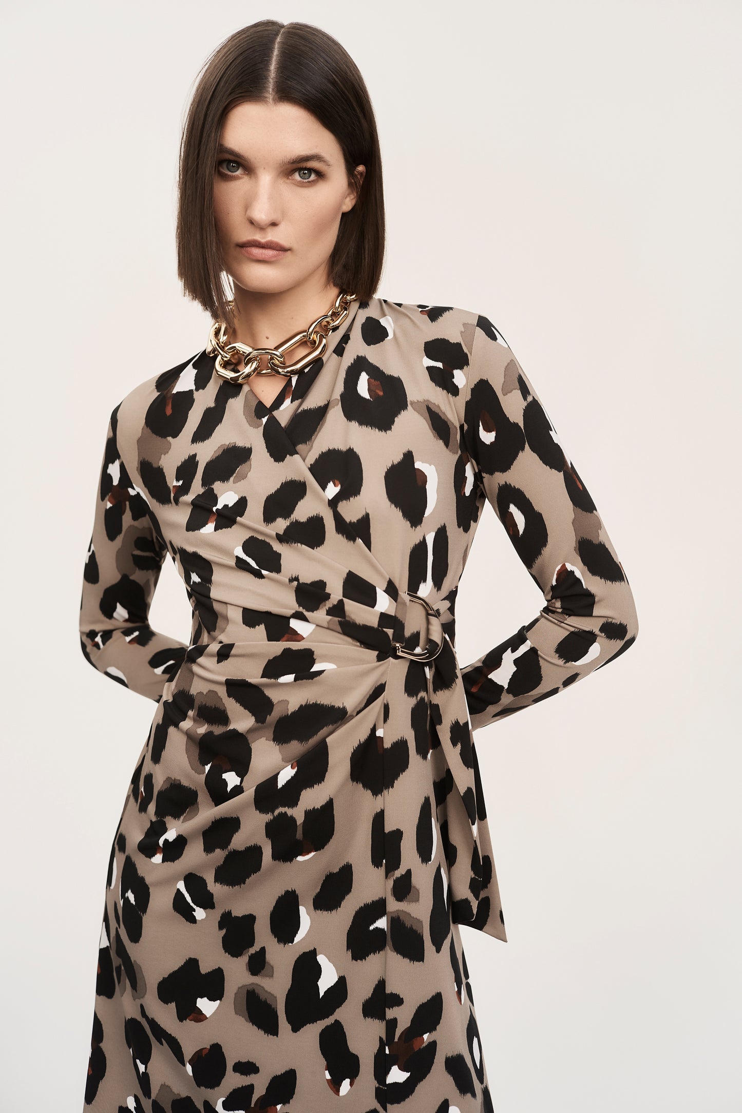 Joseph Ribkoff Animal Print Mock Wrap Dress 243173