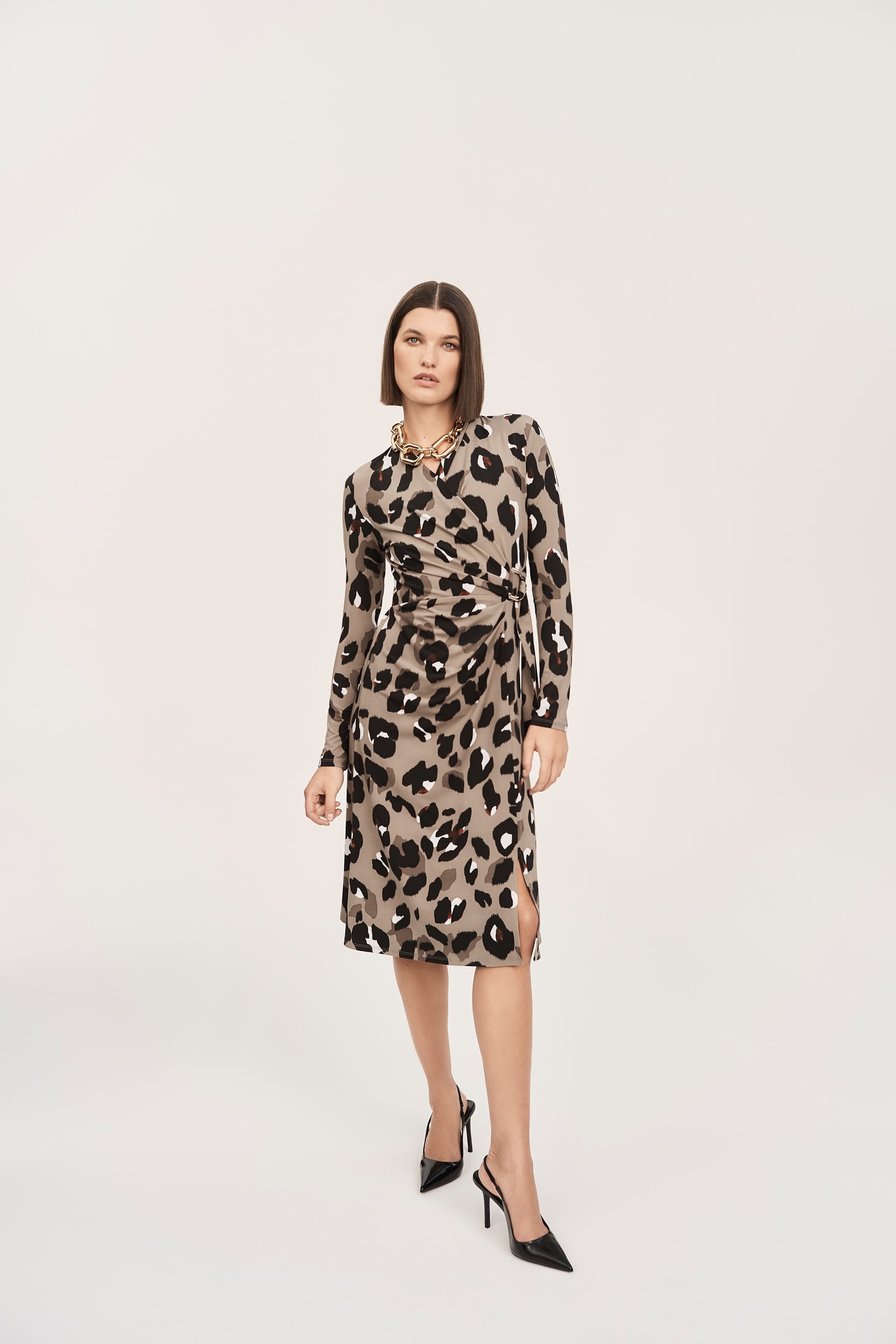 Joseph Ribkoff Animal Print Mock Wrap Dress 243173