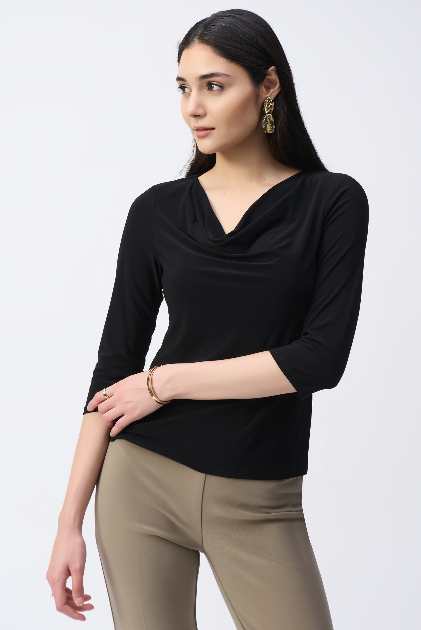 Joseph Ribkoff Black Cowl Neck Jersey Top 243318