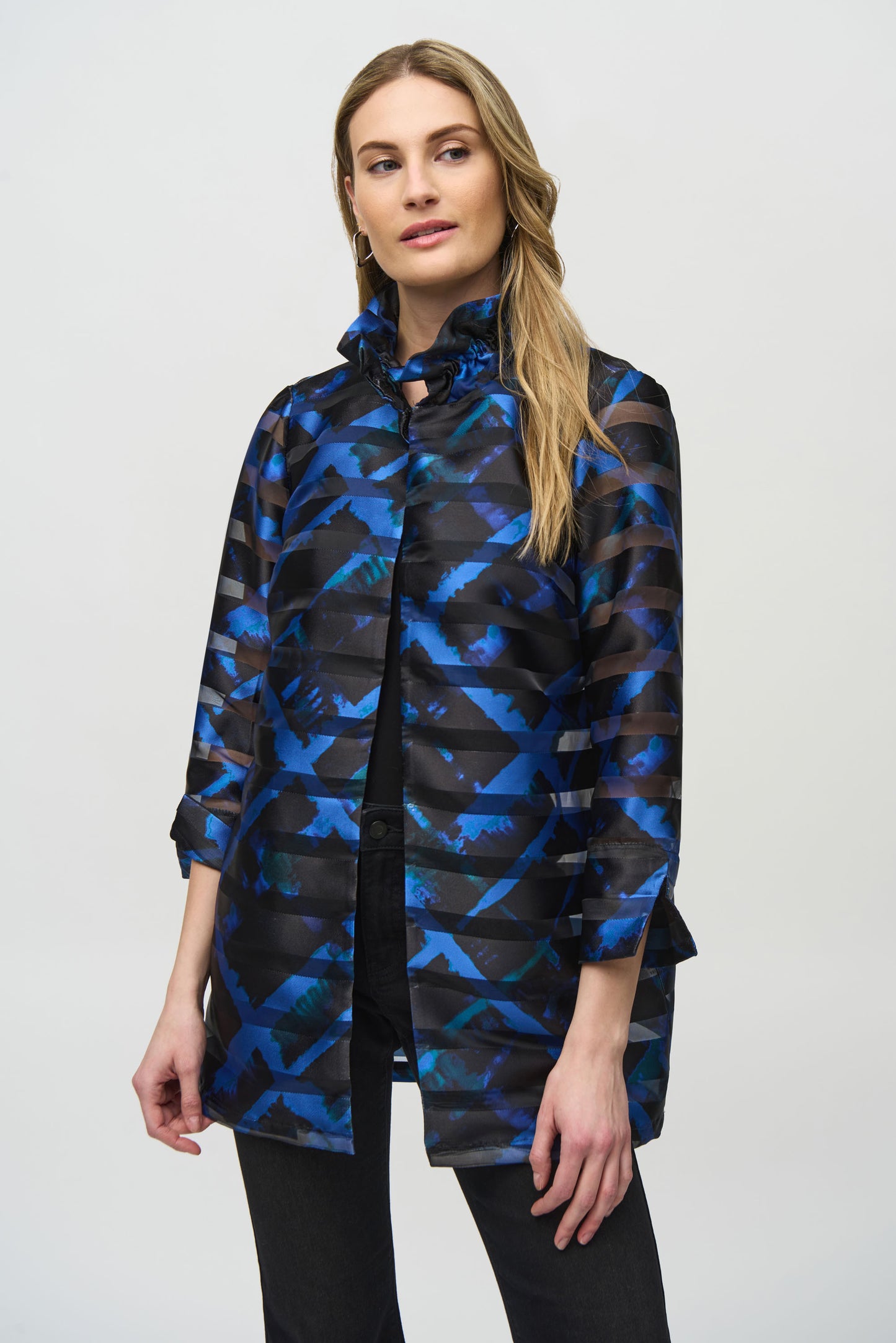 Joseph Ribkoff Satin/Sheer Stripe Jacket 244198