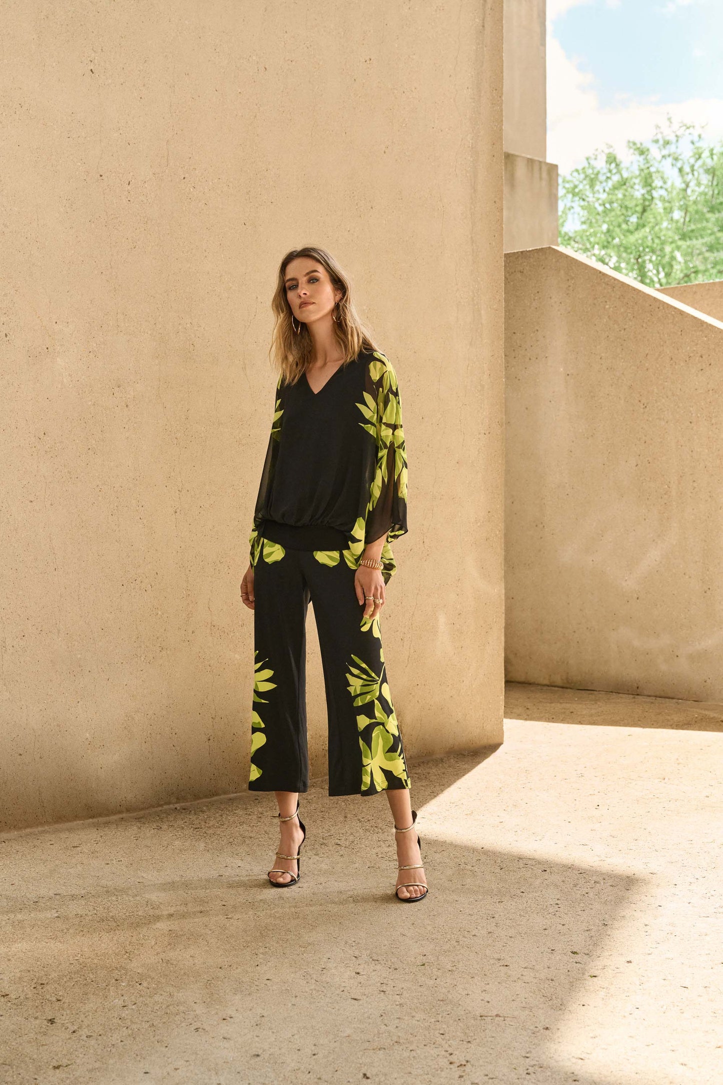 Joseph Ribkoff Placement Print Jersey Crop Trousers 251189