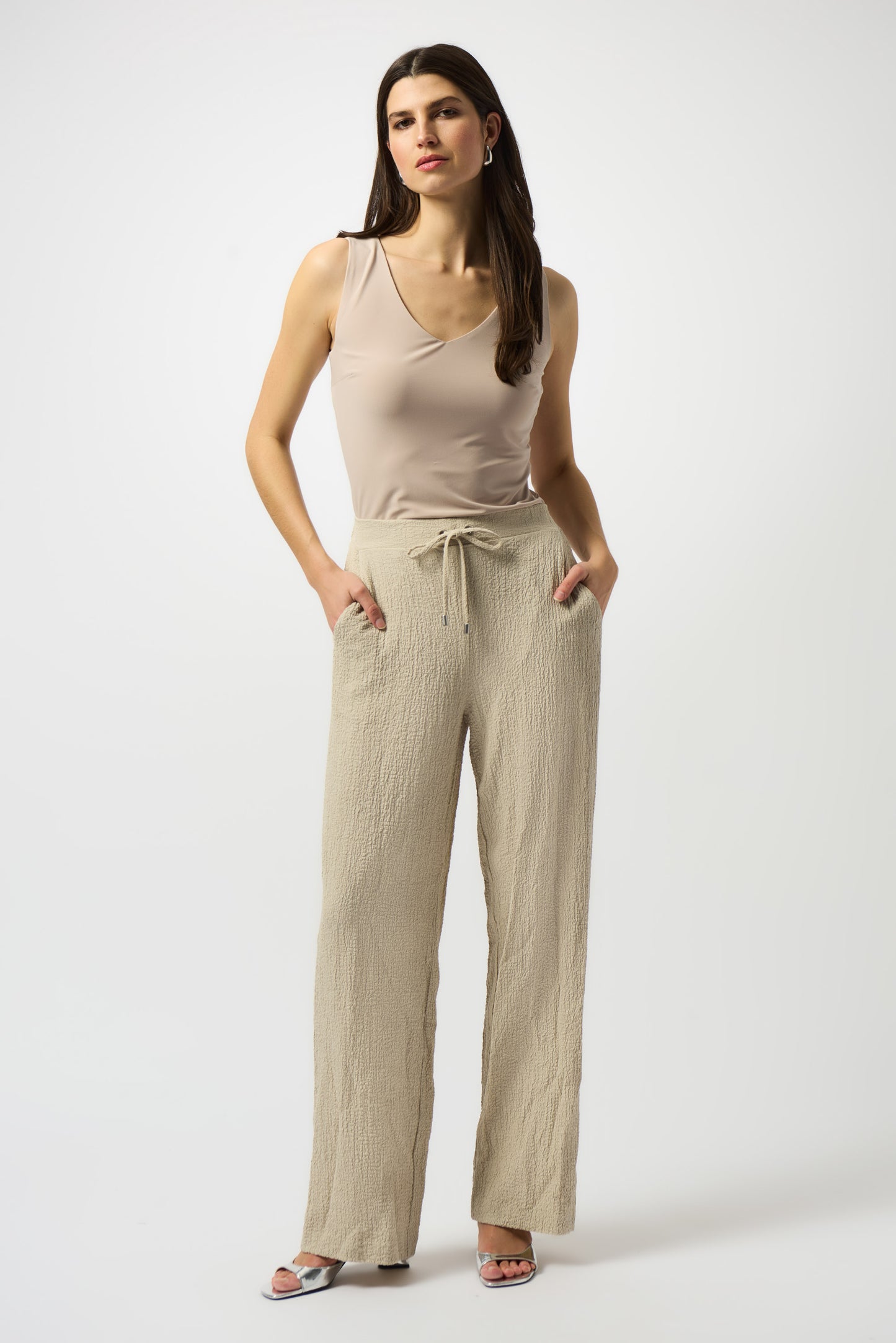 Joseph Ribkoff Moonstone Crinkle Wide Leg Trousers 251293
