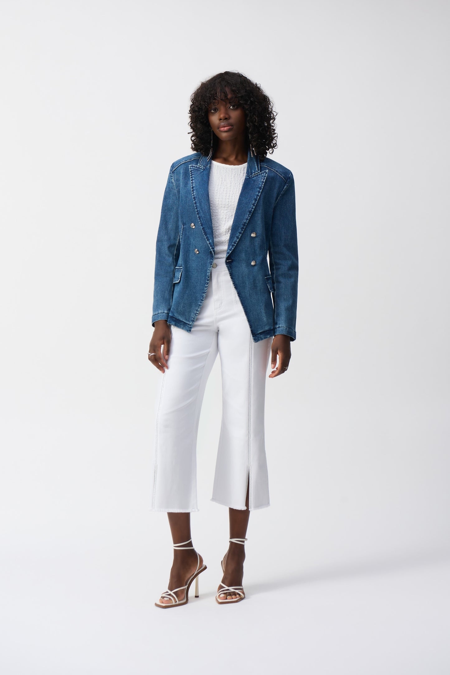 Joseph Ribkoff White Culotte Jeans with Sparkle Seam 251901