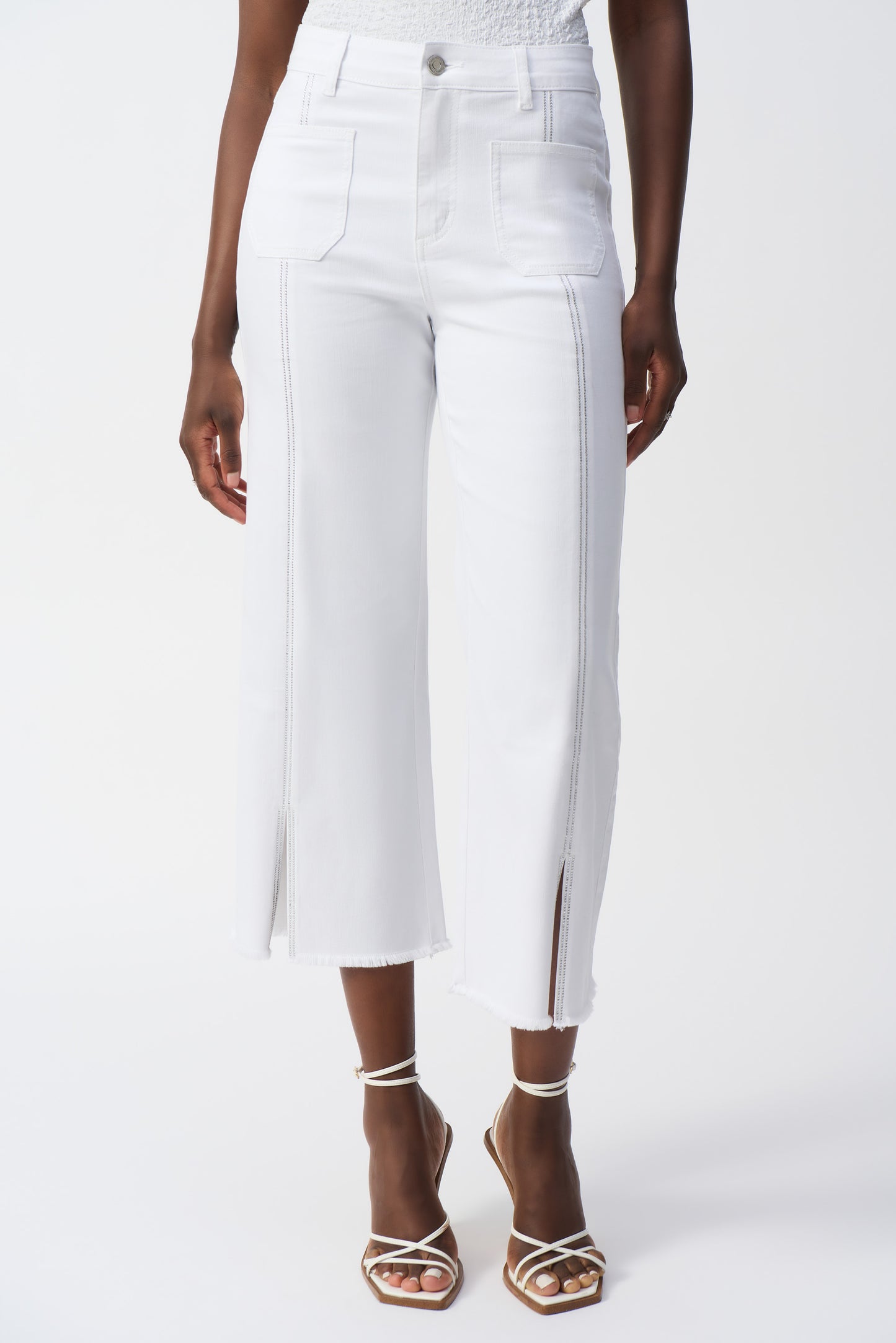 Joseph Ribkoff White Culotte Jeans with Sparkle Seam 251901