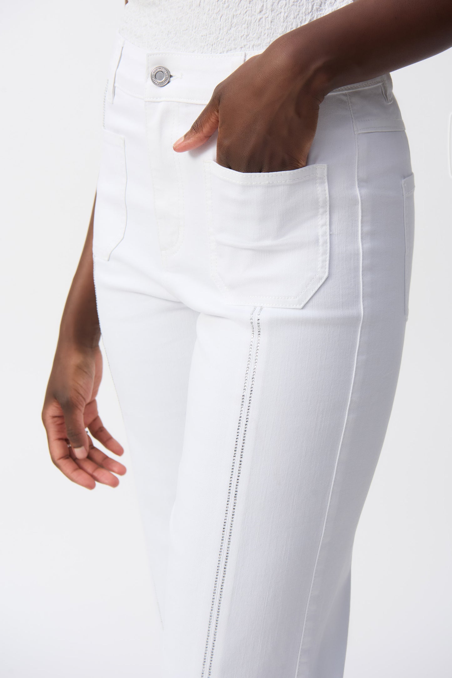 Joseph Ribkoff White Culotte Jeans with Sparkle Seam 251901