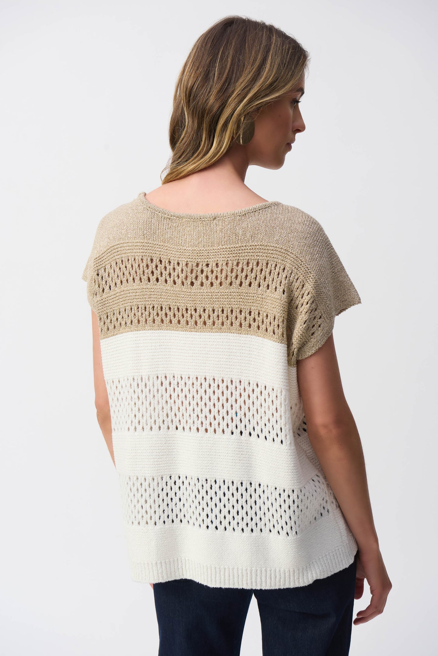 Joseph Ribkoff Metallic Holey Knit Sweater 251927