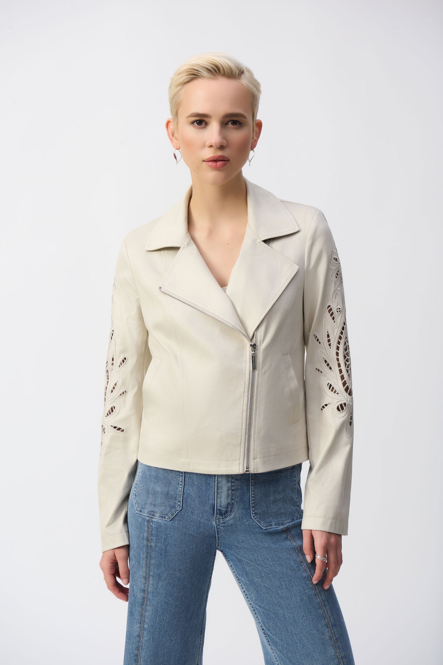 Joseph Ribkoff Moon Stone Faux Leather Biker Jacket 251936