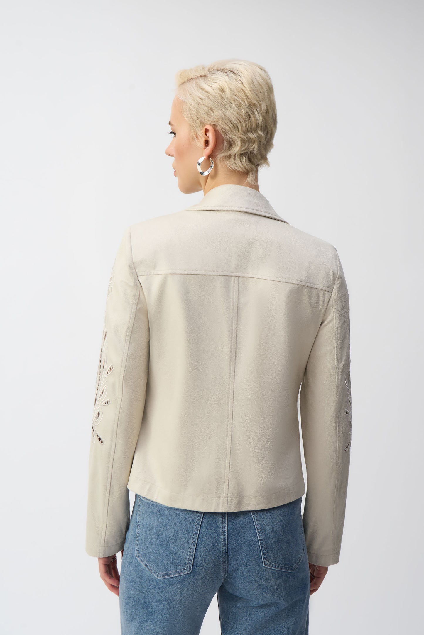 Joseph Ribkoff Moon Stone Faux Leather Biker Jacket 251936