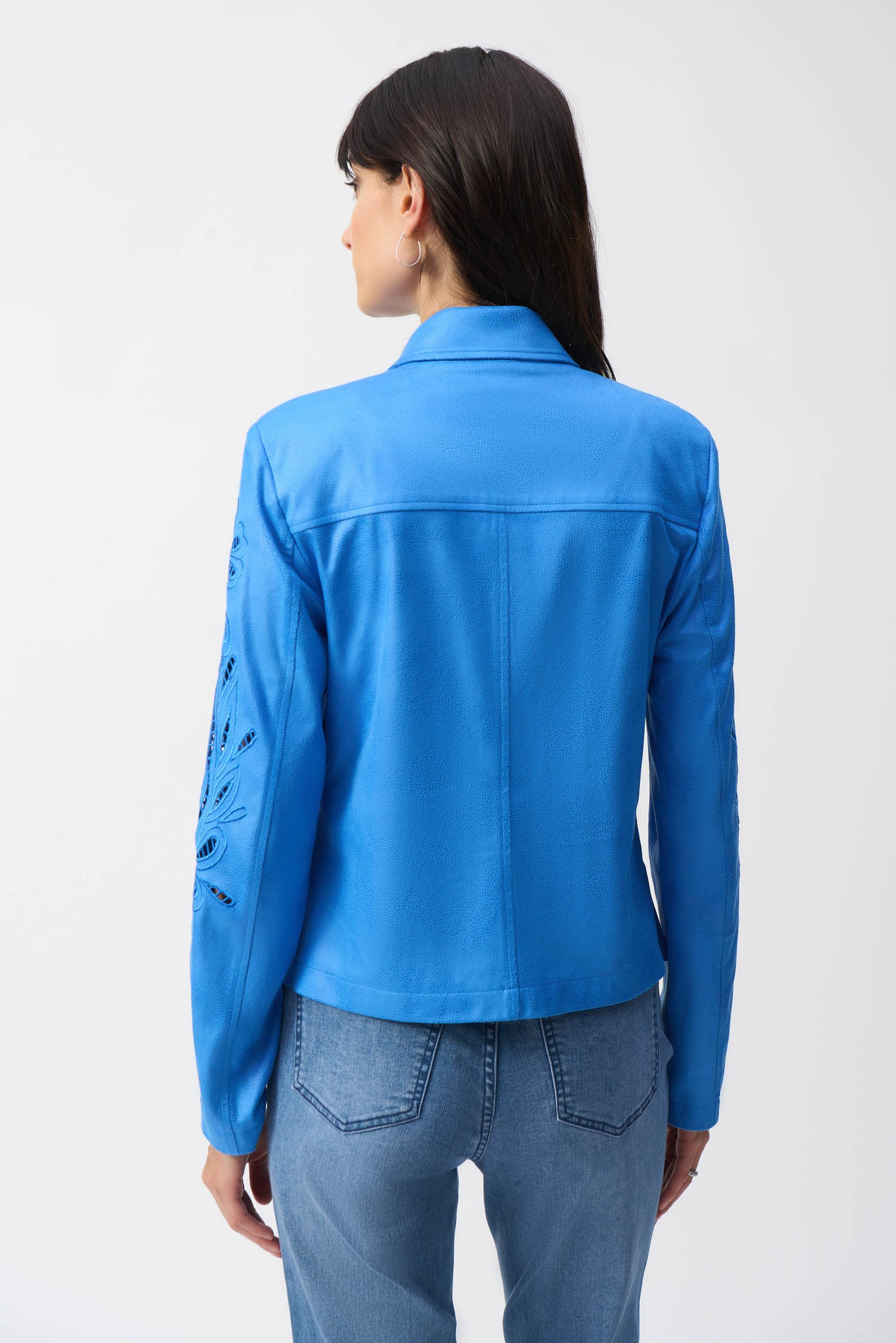 Joseph Ribkoff Coastal Blue Faux Leather Biker Jacket 251936