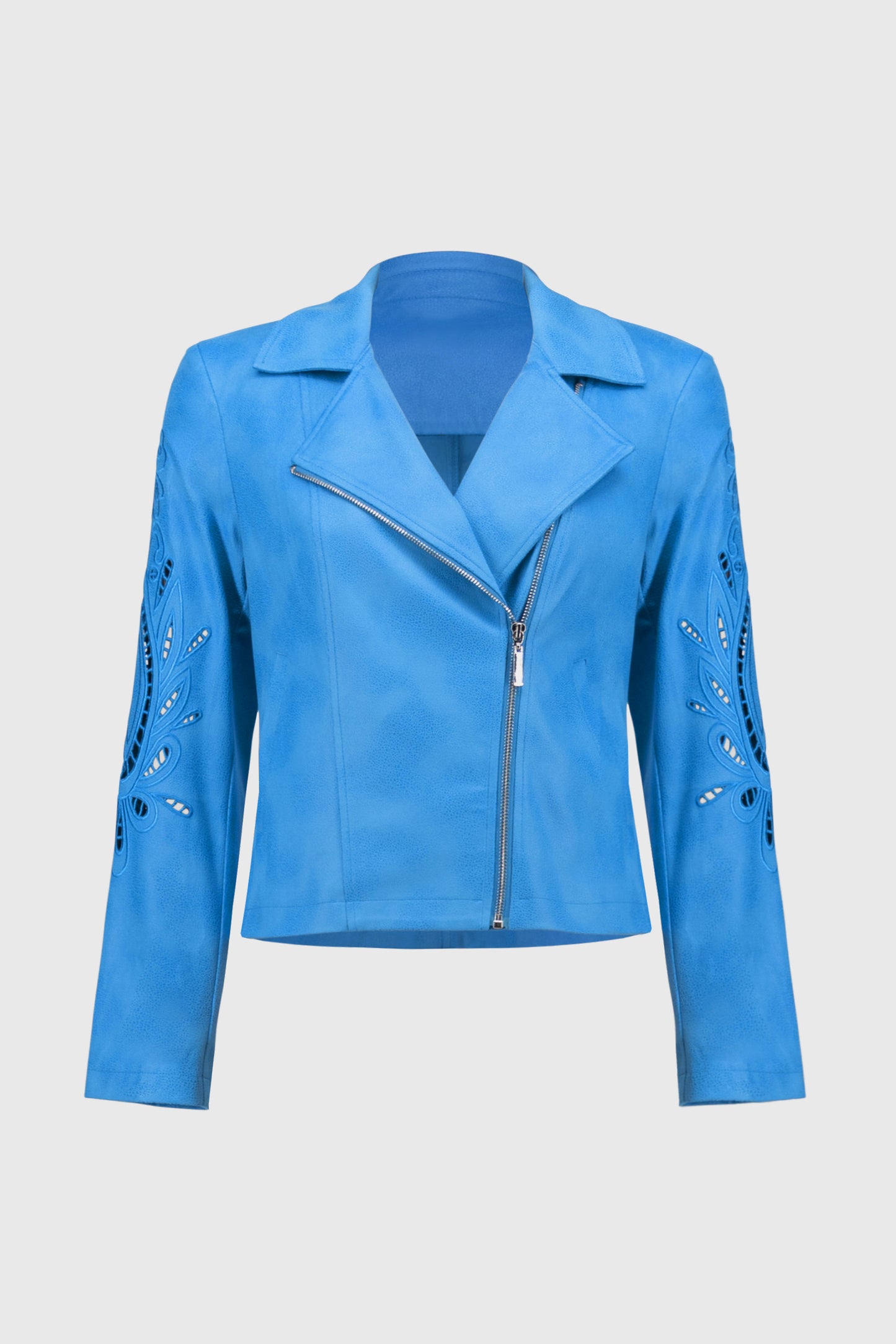 Joseph Ribkoff Coastal Blue Faux Leather Biker Jacket 251936