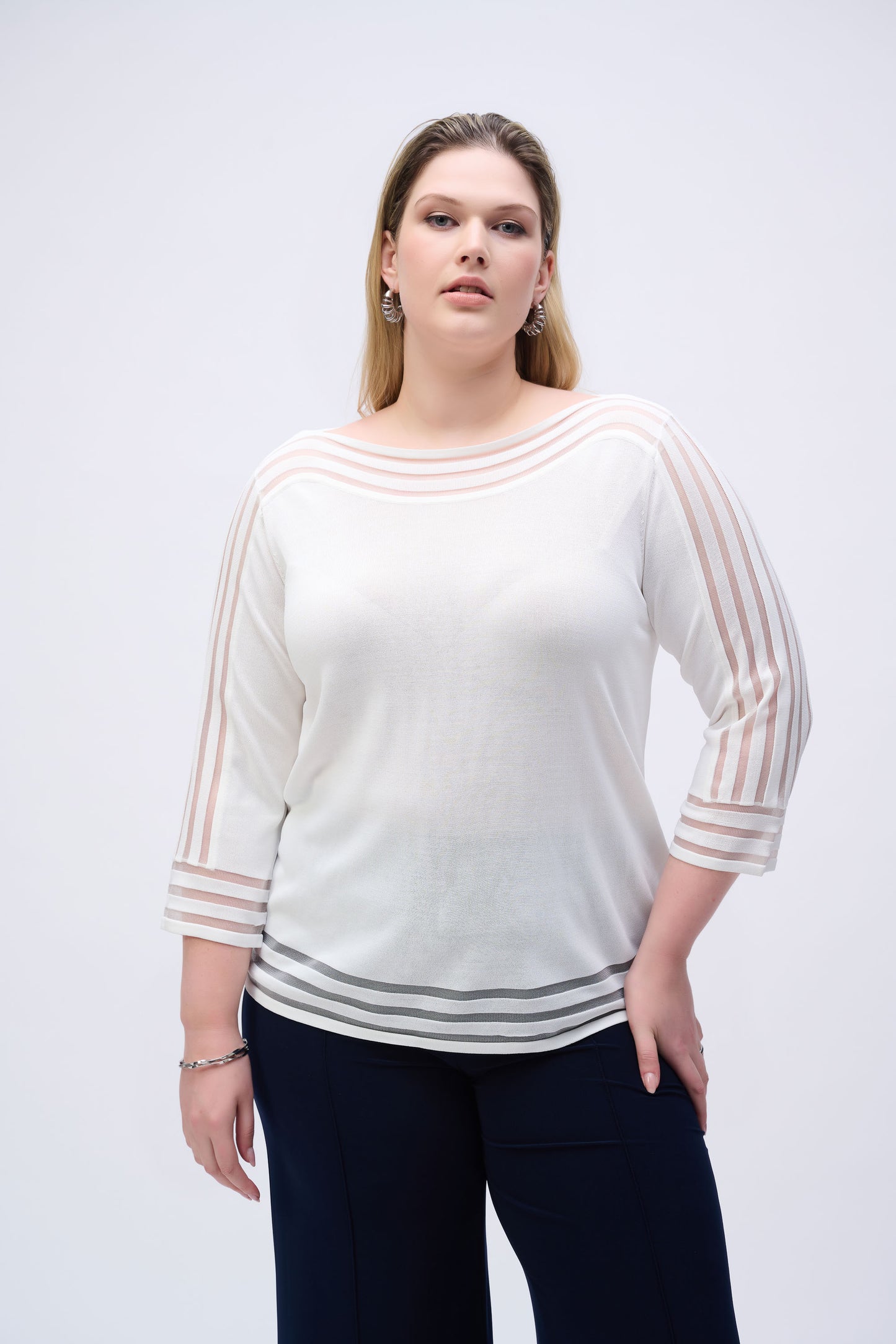 Joseph Ribkoff Sheer Stripe Sweater 251946