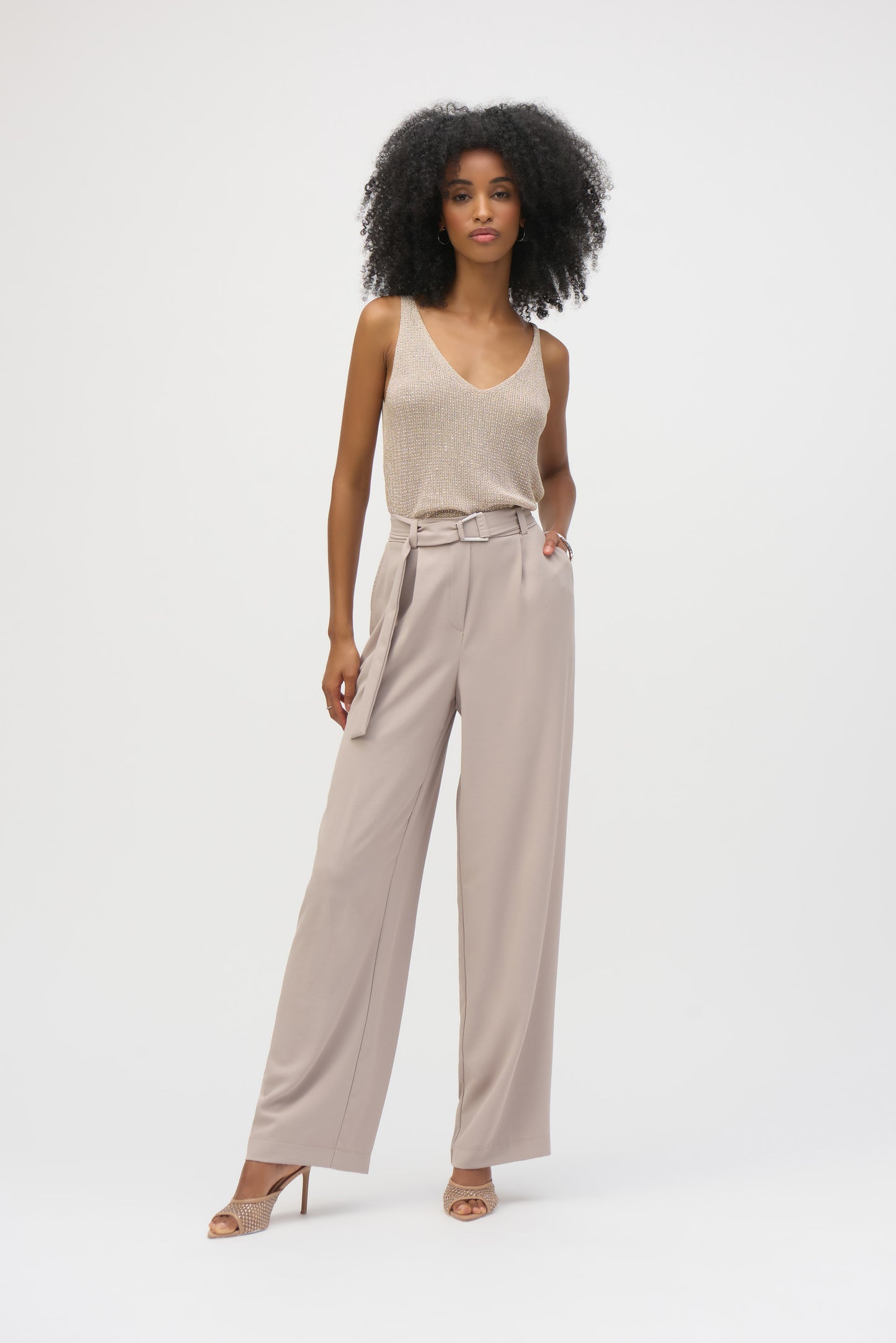 Joseph Ribkoff Champagne Metallic Knitted Camisole 252915