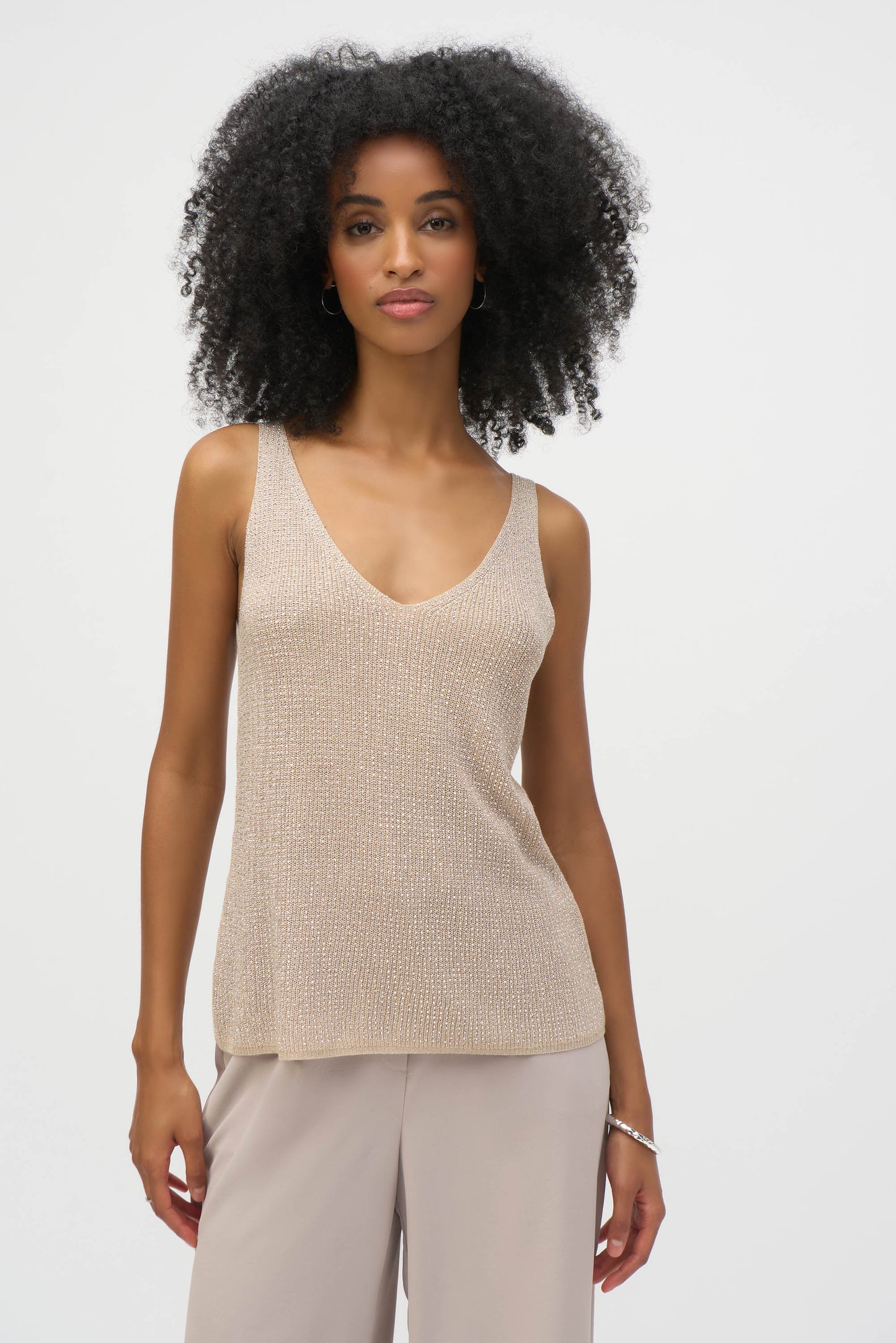 Joseph Ribkoff Champagne Metallic Knitted Camisole 252915