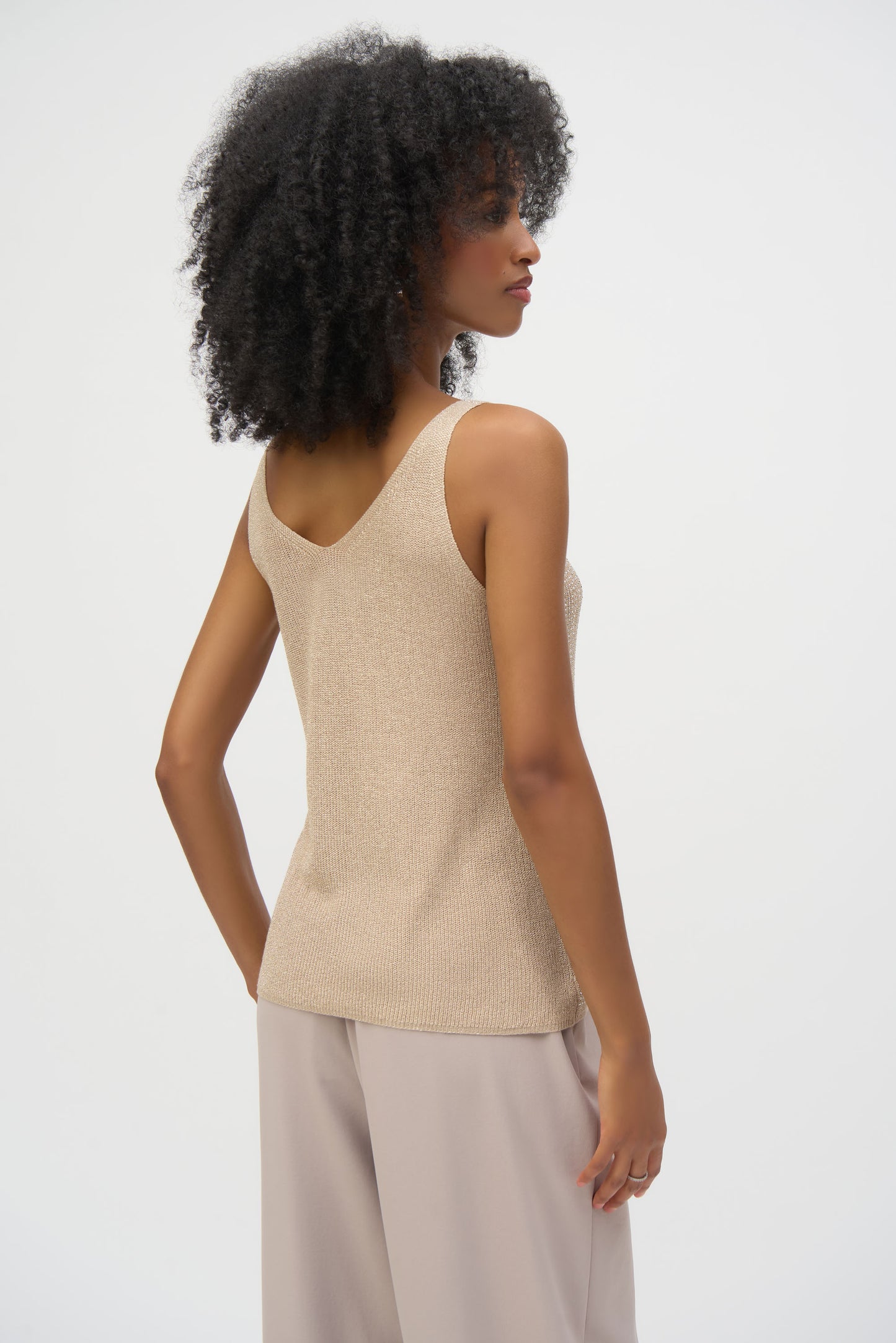 Joseph Ribkoff Champagne Metallic Knitted Camisole 252915