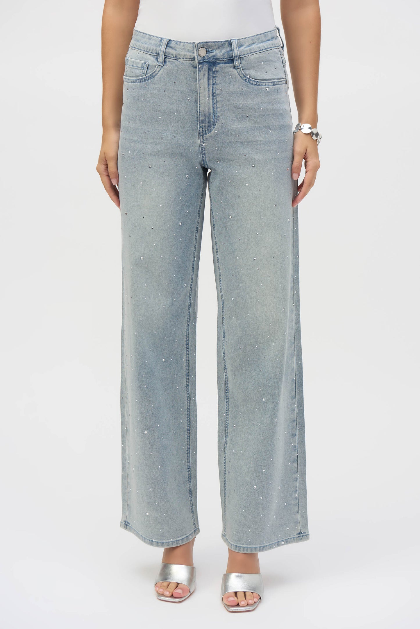 Joseph Ribkoff Straight Leg Sparkle All Around Jean Light Blue 252916