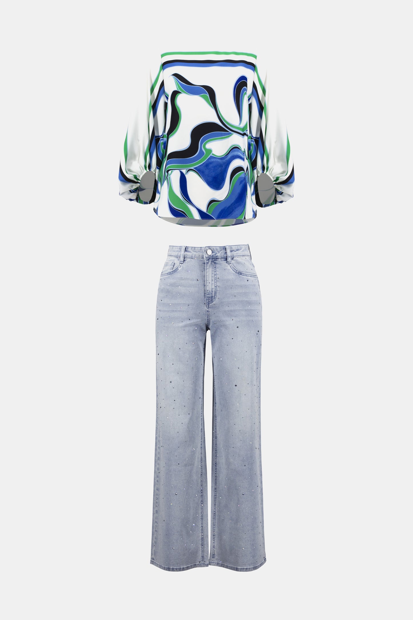 Joseph Ribkoff Straight Leg Sparkle All Around Jean Light Blue 252916