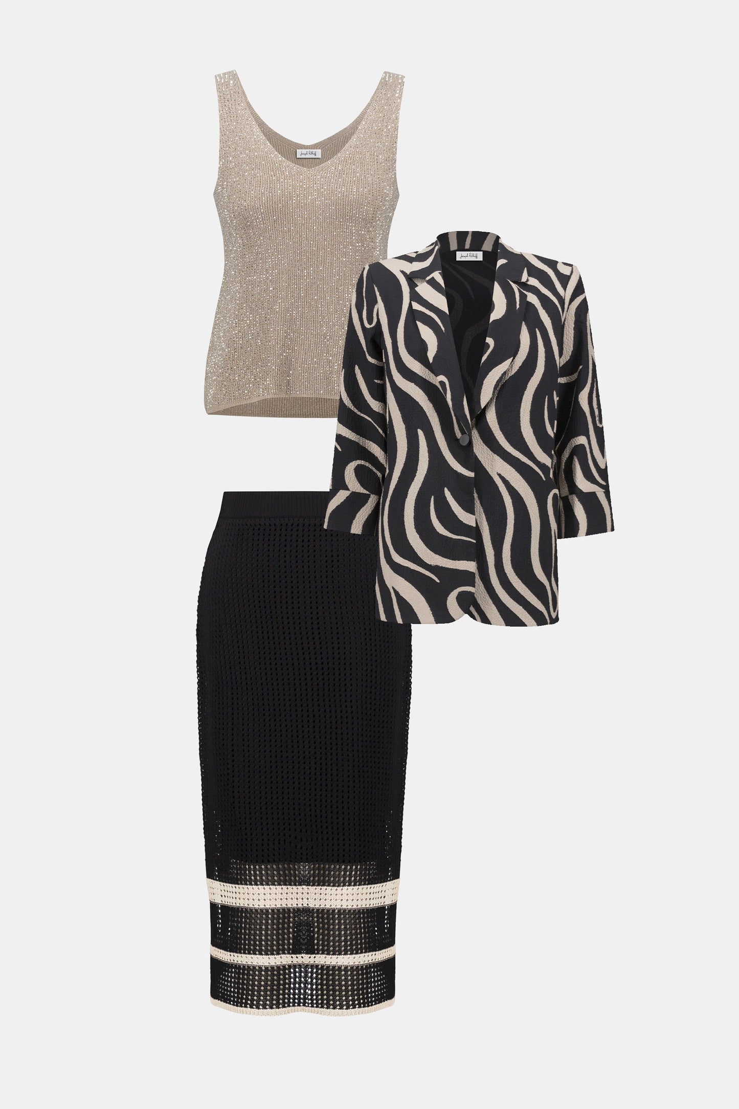 Joseph Ribkoff Knitted Stripe Skirt 252923